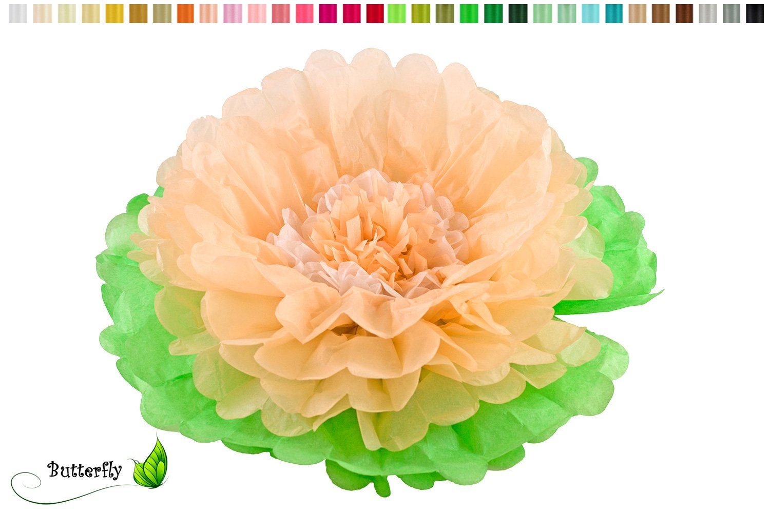 Papierblumen, Papier 35cm 1 Blume Creativery PomPon 2-farbig