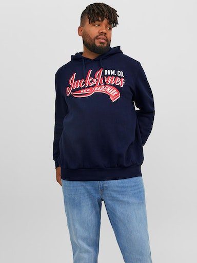 Jack & Jones PlusSize Kapuzensweatshirt JJELOGO SWEAT HOOD 2 COL 23/24 NOOS PLS navy blazer | Sweatshirts