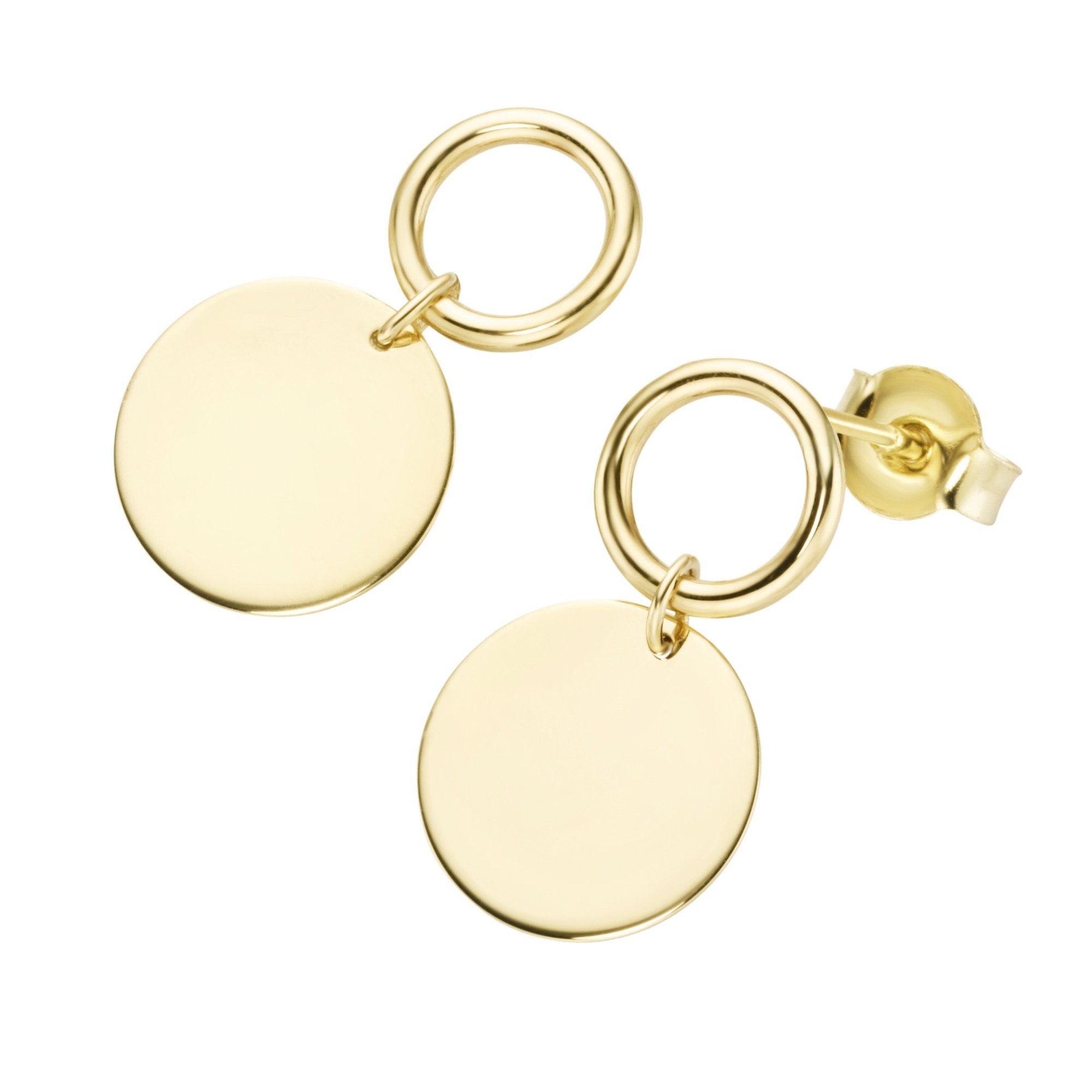 Luigi Merano Paar Ohrstecker »mit rundem Plättchen und Ring, Gold 375«  online kaufen | OTTO