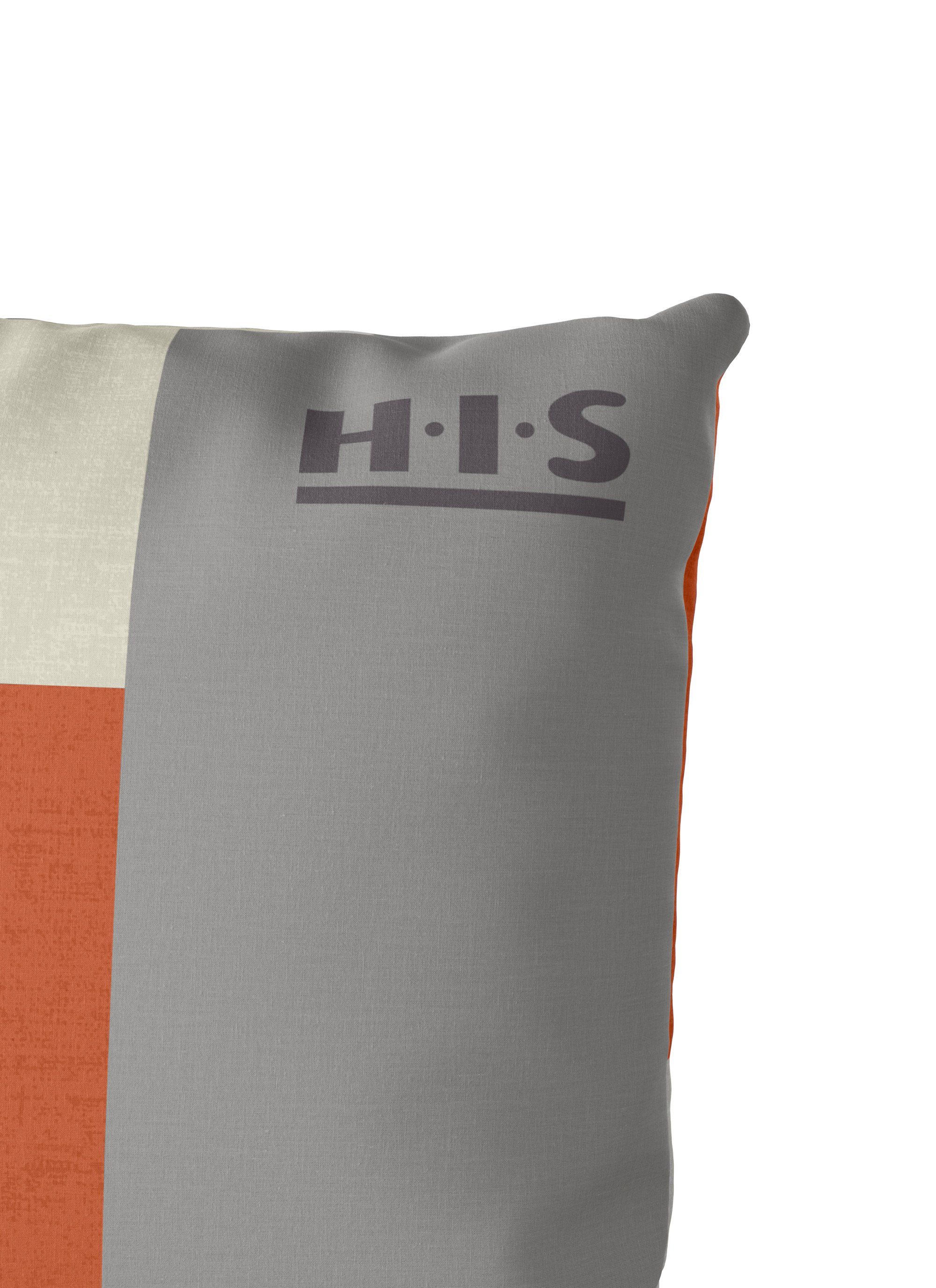 Baumwolle, teilig, H.I.S, 135x200 in 2 grau/orange cm, Linon, Streifen-Design Bettwäsche oder 155x220 zeitlose Bettwäsche Etienne Gr. Bettwäsche aus mit