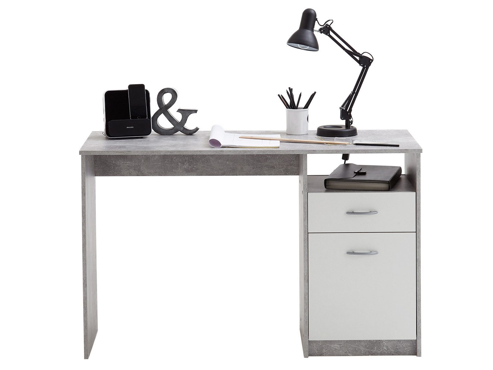 FMD Möbel Schreibtisch 123 x 76,5 x 50 cm (B/H/T)