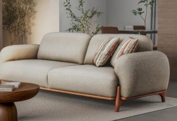 JVmoebel Wohnzimmer-Set Braun-Weiße Sofgarnitur Stilvolle 2x Polster 3-Sitzer Wohnzimmer Couch, (2-St., 2x 3-Sitzer Sofas), Made in Europa