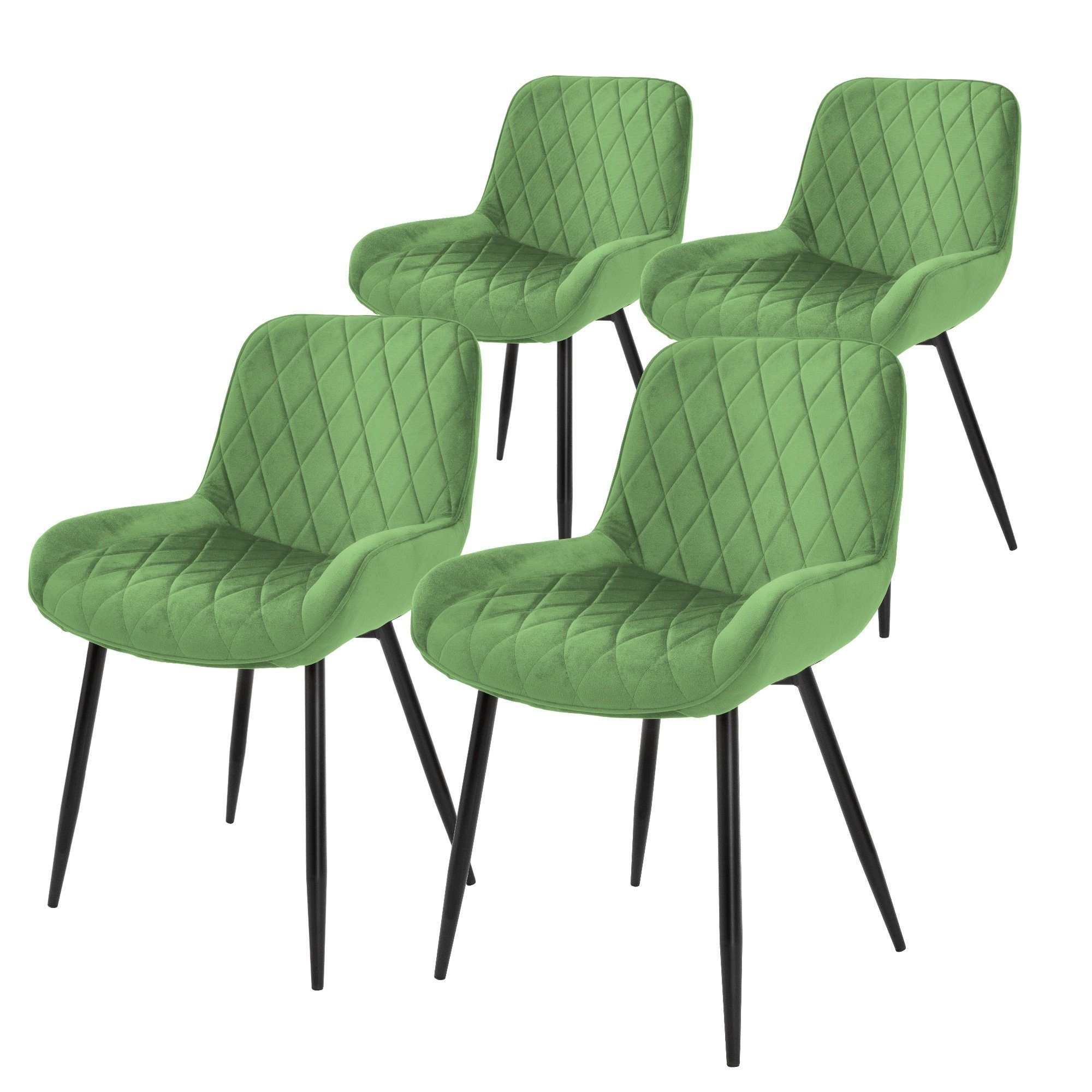 ML-DESIGN Stuhl Esszimmerstühle Küchenstühle Wohnzimmerstühle Polsterstuhl  (4er Set), 4er Set Grün Samt Metallbeine