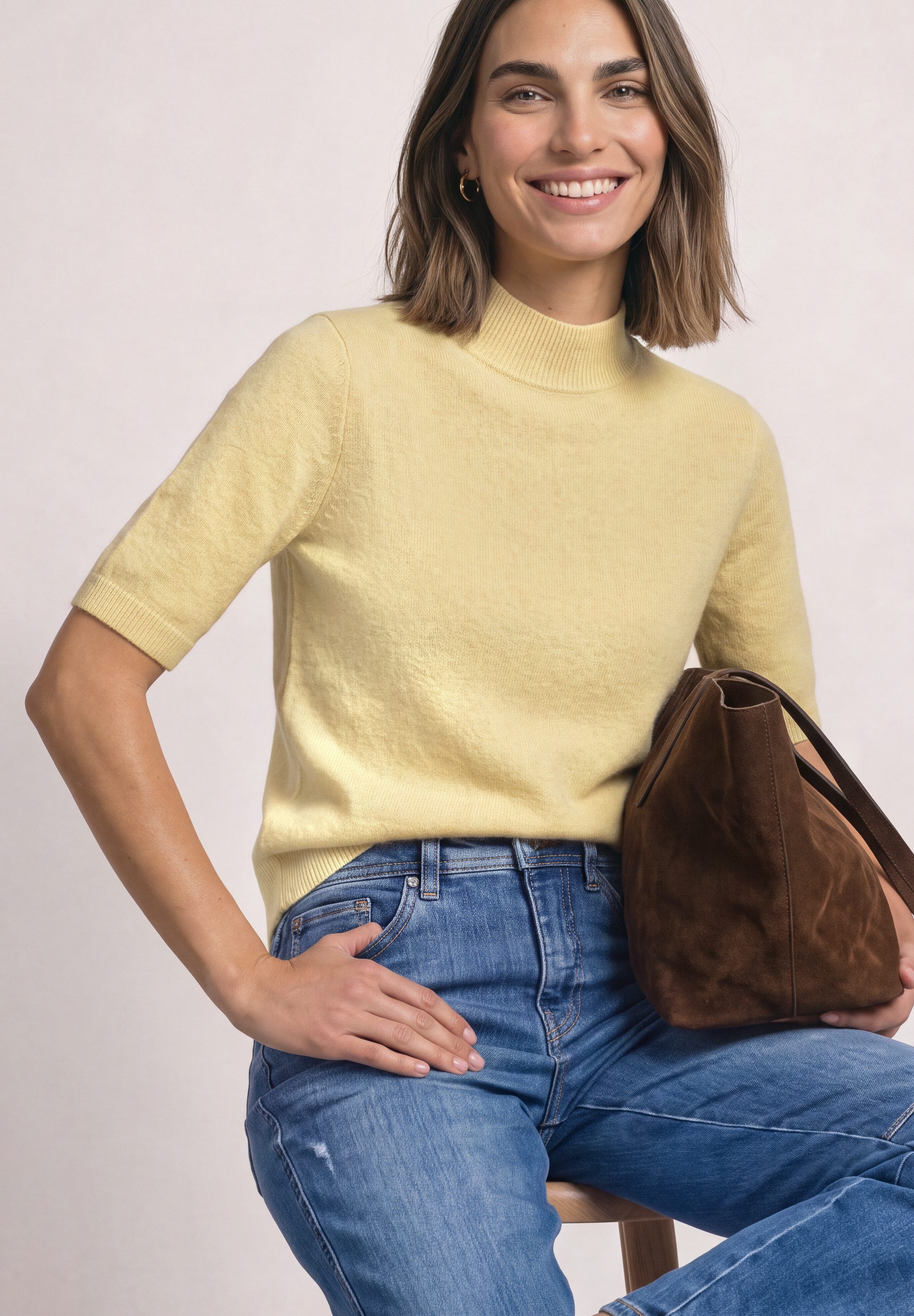 STREET ONE Strickpullover Halbarm-Pullover mit Turtle Neck