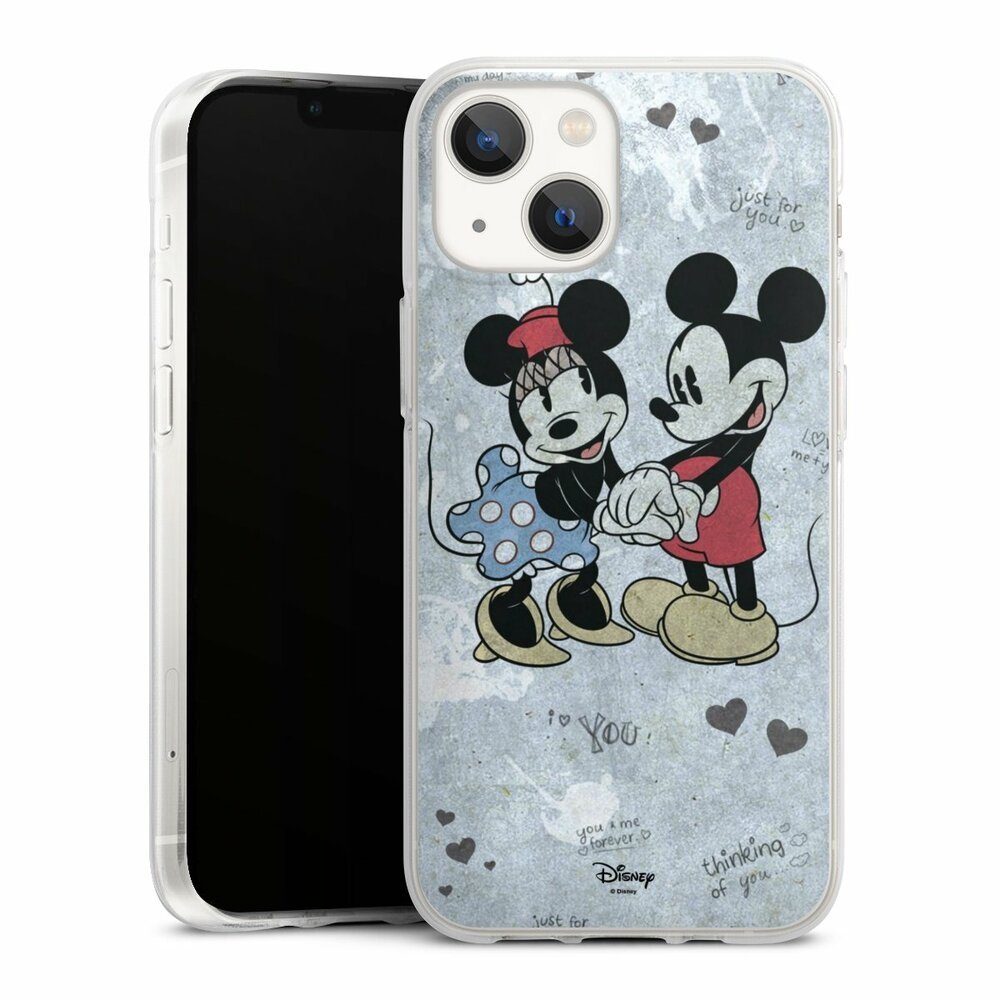 DeinDesign Handyhülle Disney Mickey & Minnie Mouse Vintage Mickey&Minnie In Love, Apple iPhone 13 Mini Silikon Hülle Bumper Case Handy Schutzhülle