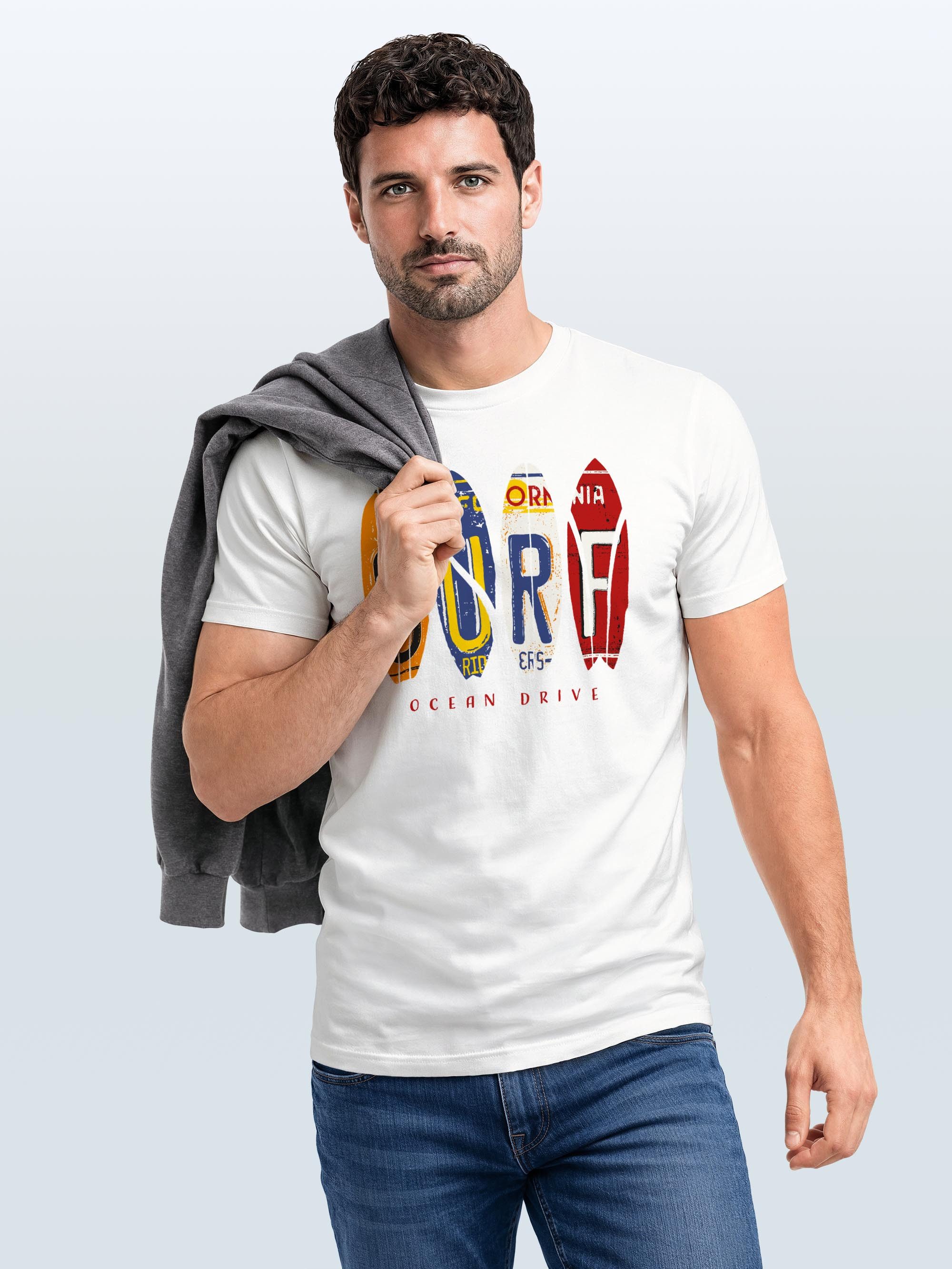 Neverless Print-Shirt Herren T-Shirt Print Surfboards California Surfing Ocean Drive Sommer mit Print – Bild 5 von 5