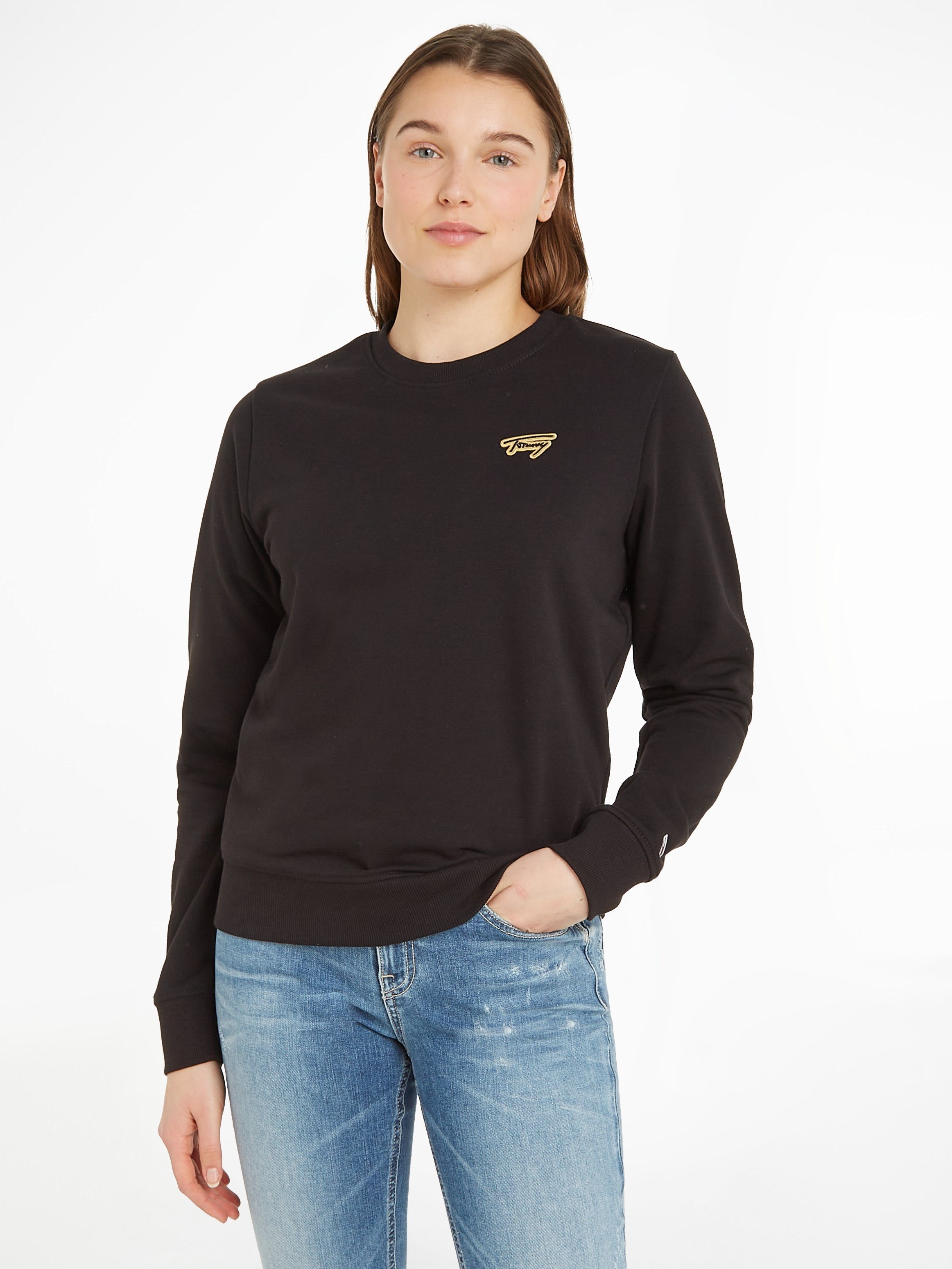 Tommy Jeans Sweatshirt TJW REG GOLD SIGNATURE CREW mit goldfarbenen Signature Logo-Schriftzug