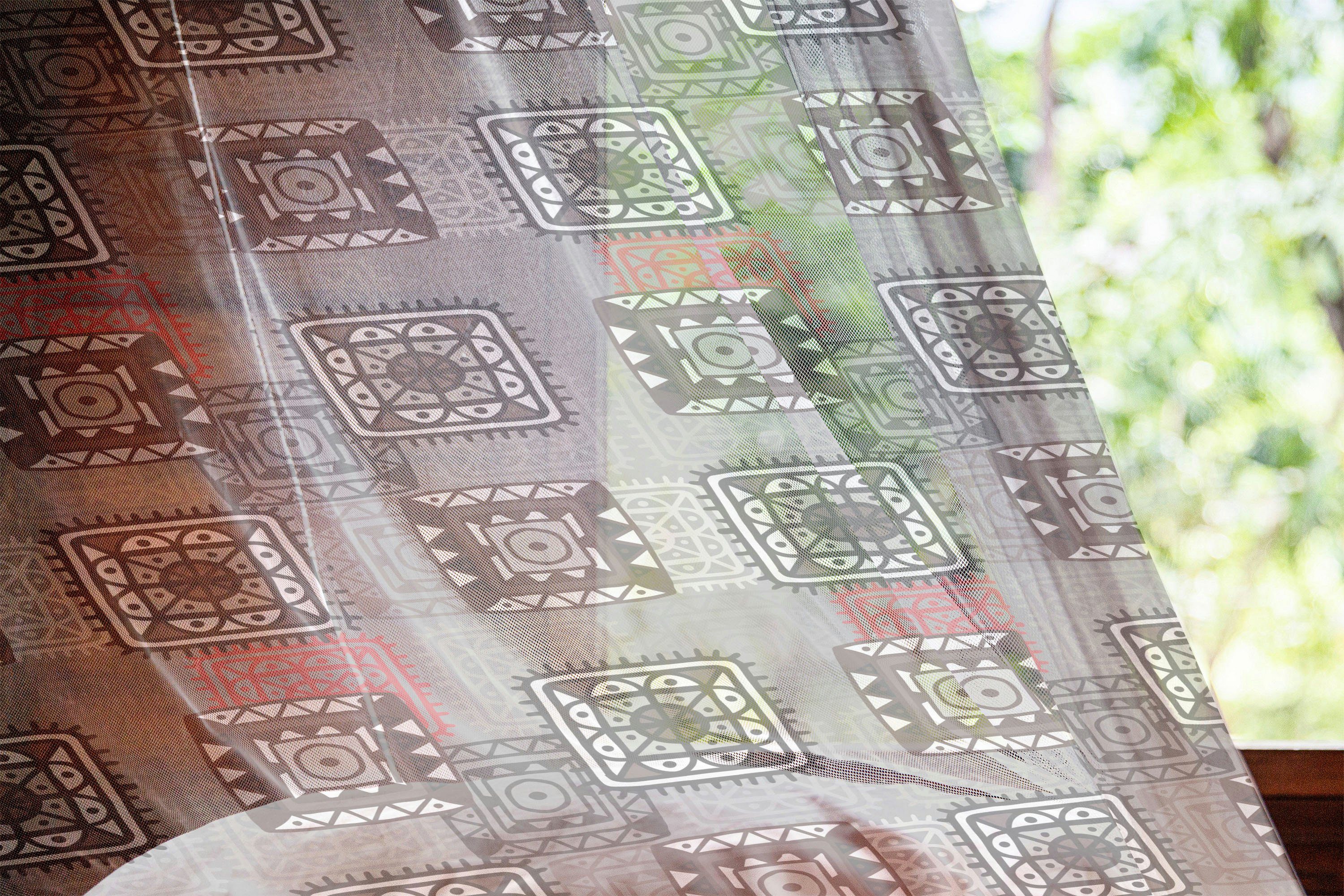 Gardine schiere Drapierung Party Lace Aztec für Ethnisch Panels, Hochzeit 2 Ornament Abakuhaus