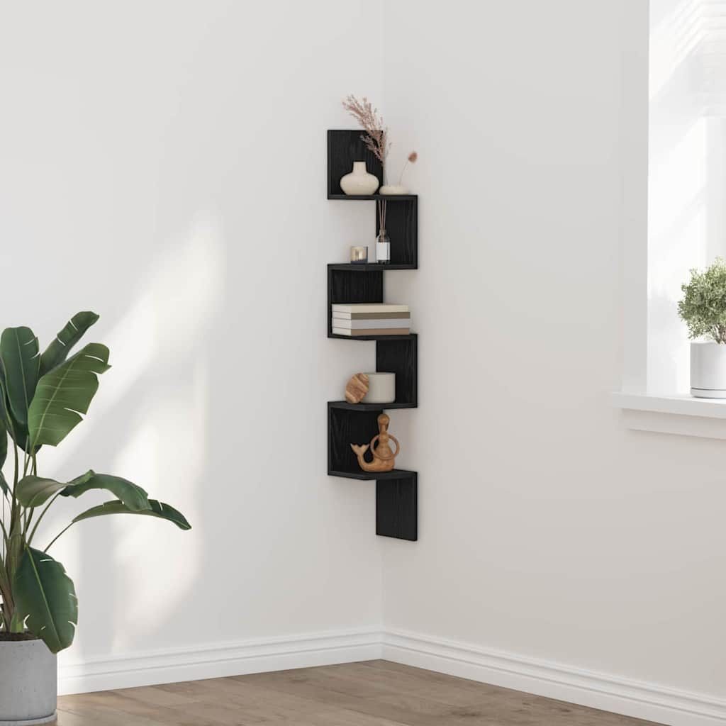 vidaXL Eckregal, Eckregal Schwarz Eichen-Optik 20 x 20 x 127,5 cm Holzwerkstoff