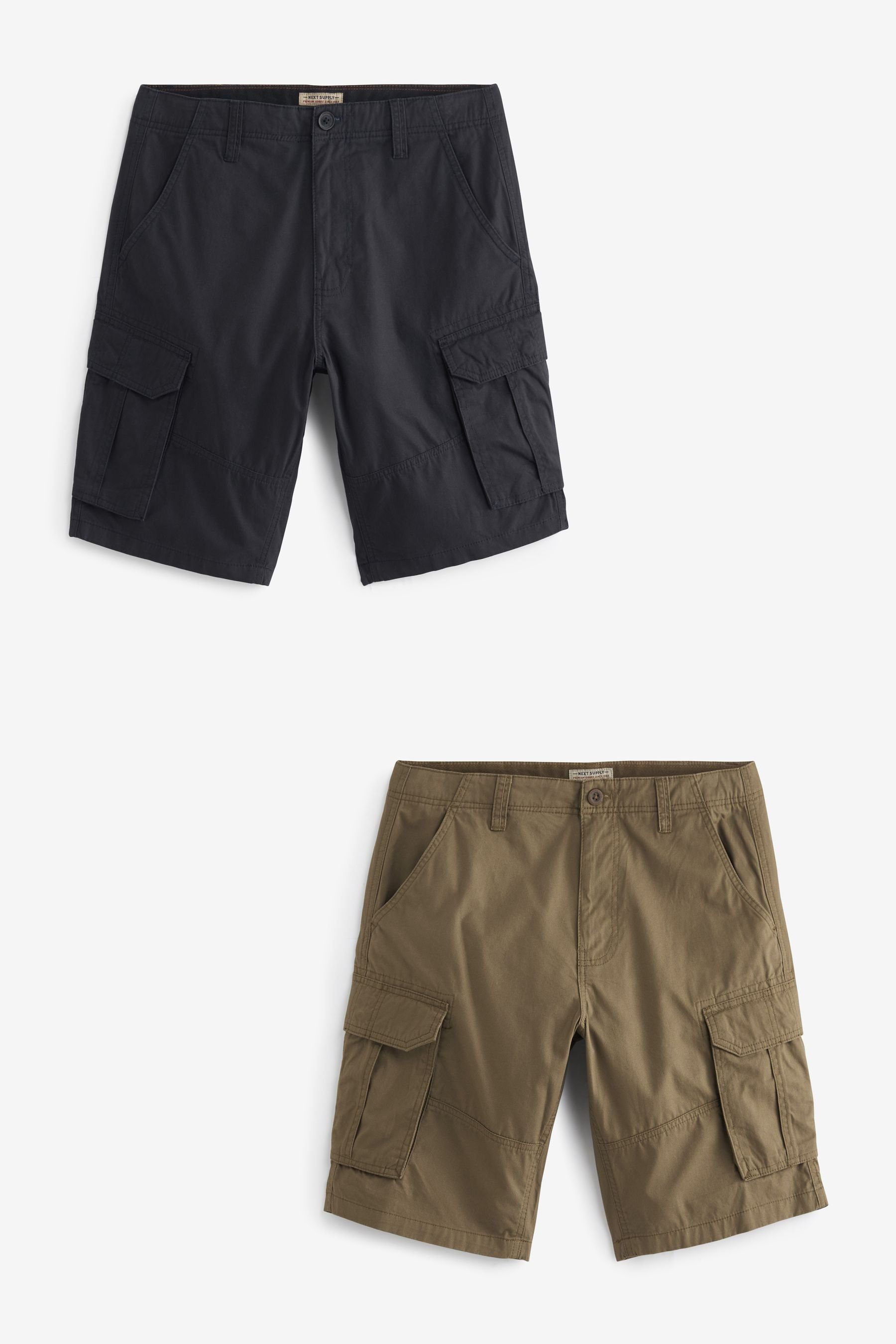 Next Cargoshorts Cargo-Shorts aus Baumwolle (2-tlg) Navy Blue / Tan Brown 2 Pack