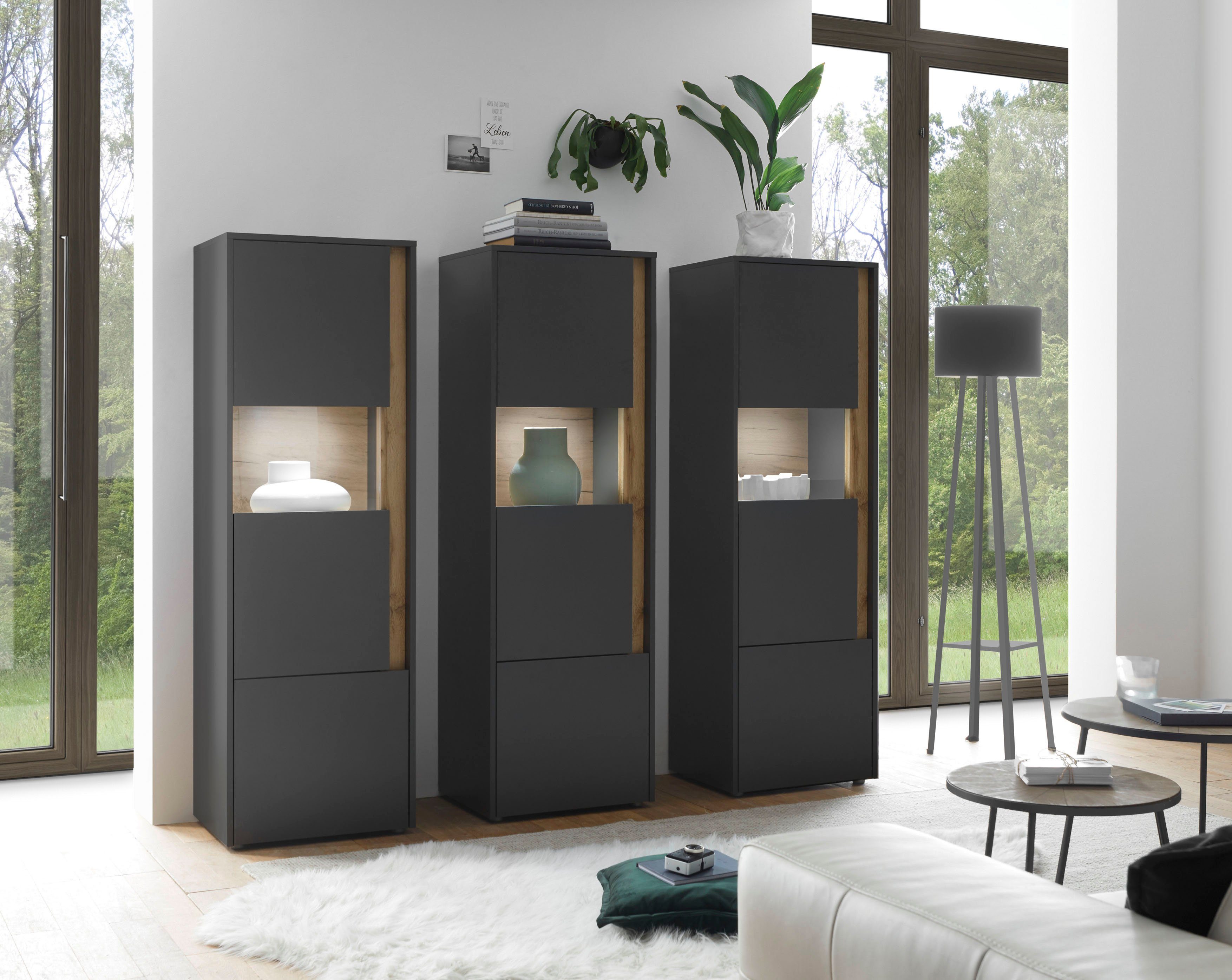 Home affaire Vitrine City/Giron, moderner Hochschrank, Glasvitrine zeitlos, modern, ausreichend Stauraum, vielseitig einsetzbar