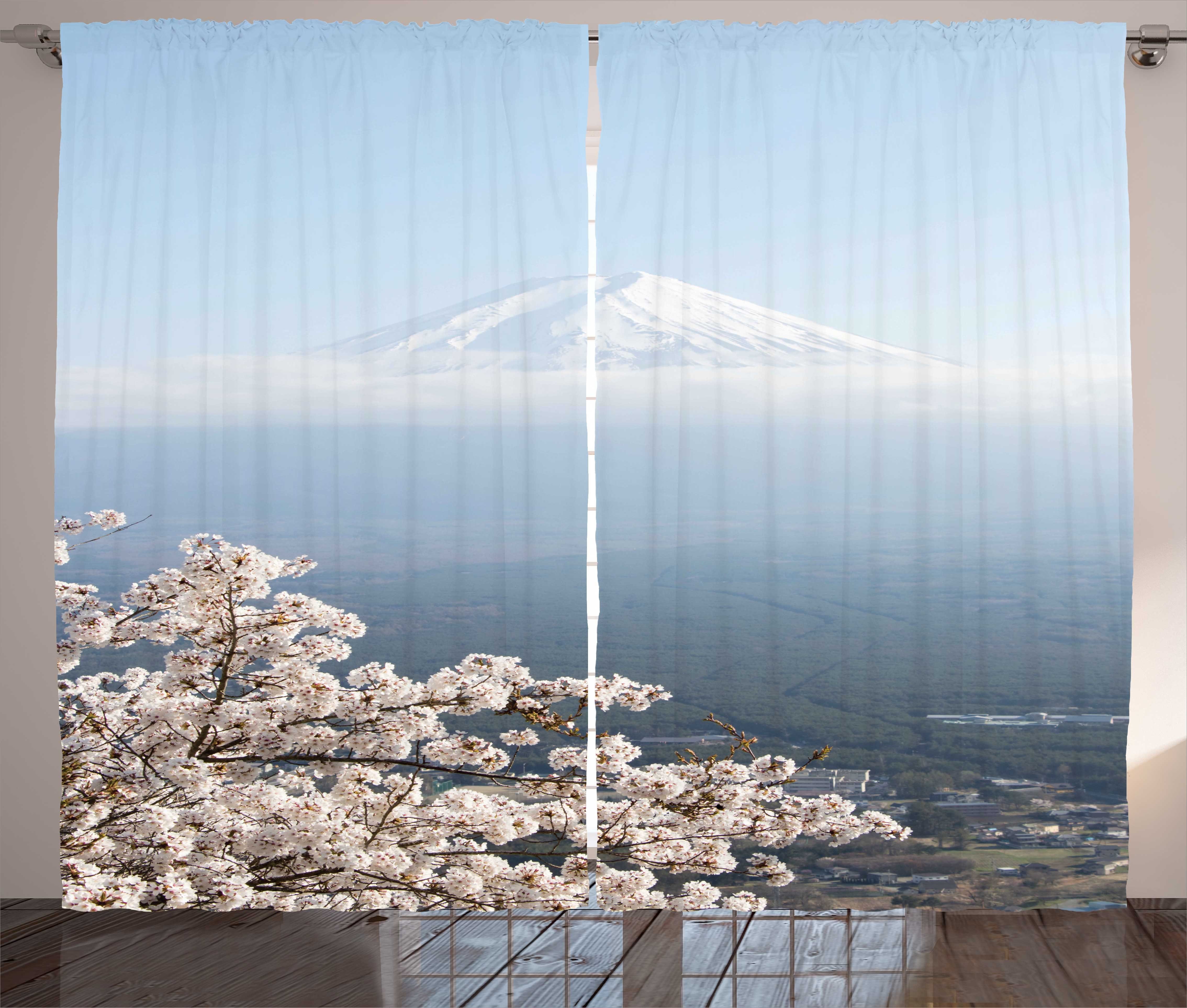 Gardine Schlafzimmer Kräuselband Vorhang mit Schlaufen und Haken, Abakuhaus, Berg Fuji Luftlandschaftslandschaft