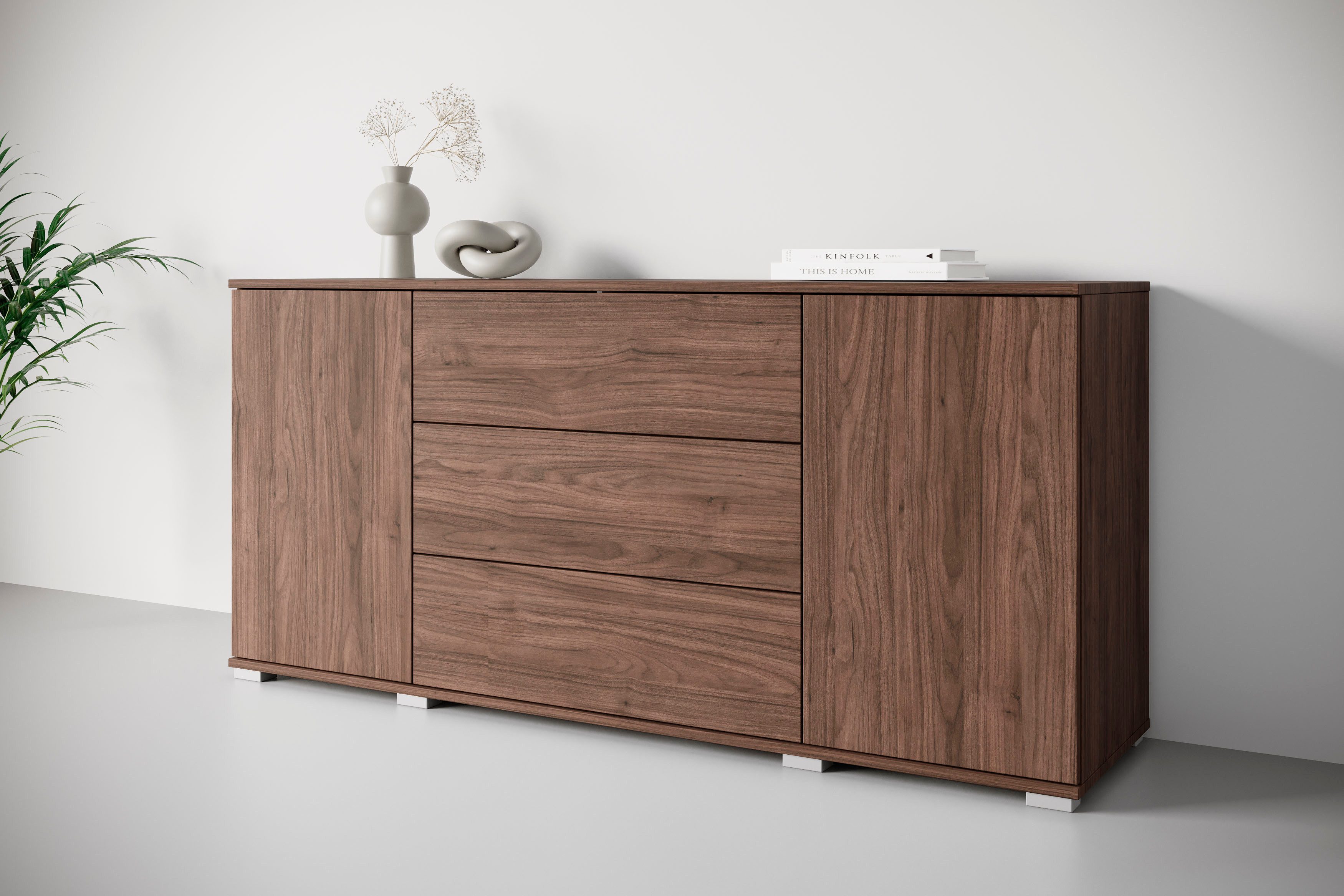 OTTO home Sideboard Kenia, Kommode für das Schlafzimmer/Wohnzimmer (1 St), Modernes Sideboard mit 3 Schubladen und 4 Fächern, Breite 150 cm