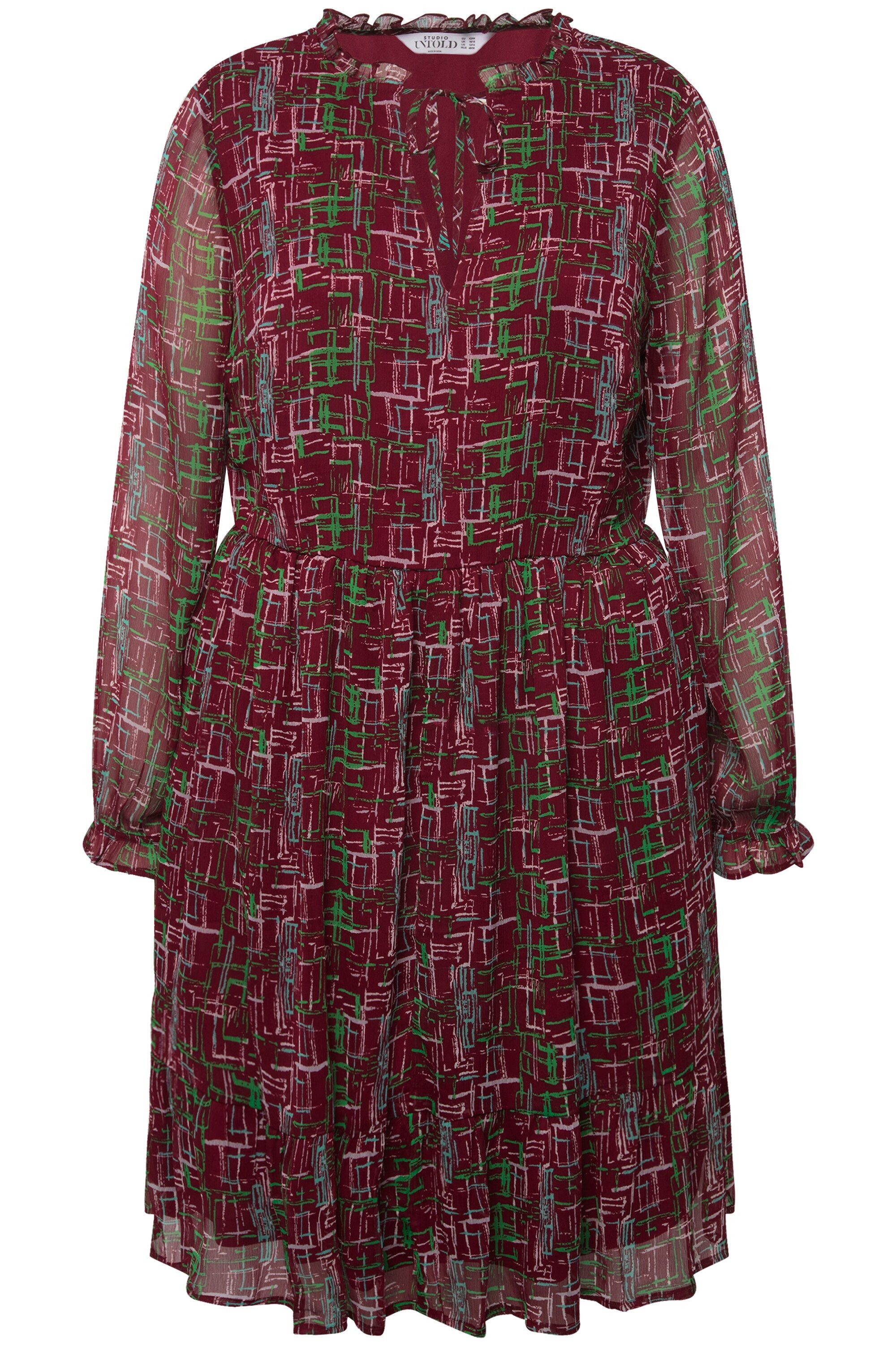 Studio Untold Minikleid Minikleid A-Line grafischer Print Langarm günstig online kaufen