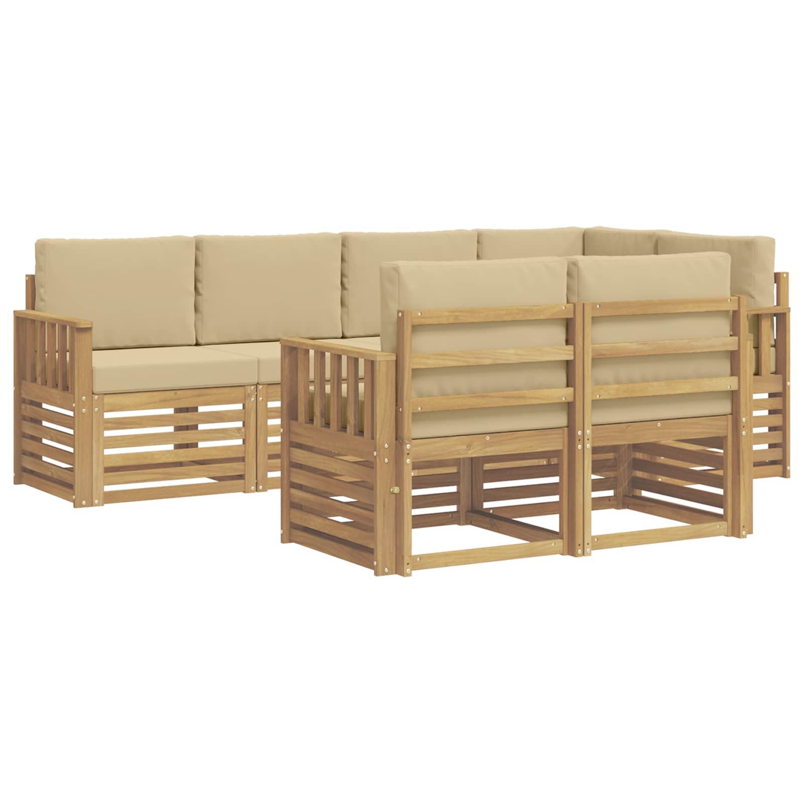 Gartenlounge-Set Outdoor-Sofagarnitur 7 pcs Weiß und Beige 247 x 128,5 x 73 cm