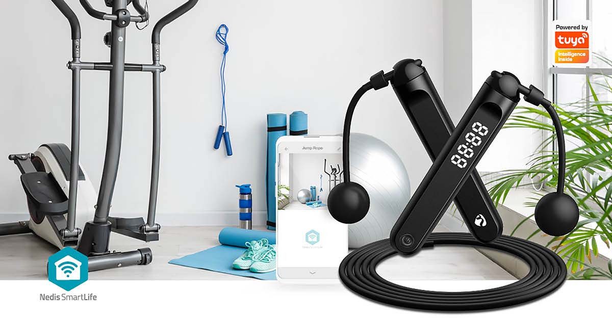 Nedis Springseil BTHJR10BK, Bluetooth, LED-Display, Hall-Sensor, App-Sync, kabellos nutzbar