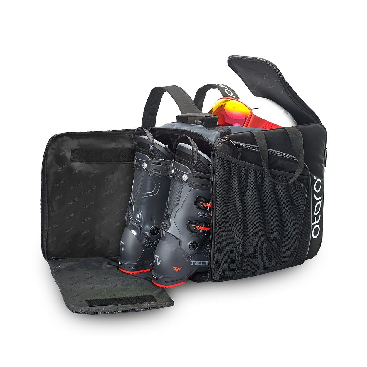 Otaro Sporttasche Skischuhtasche mit Helmfach & bequemen Rucksackträger, Pro 57L (Schutz für deine Ausrüstung, 1-tlg., für Skifahrer & Boarder)