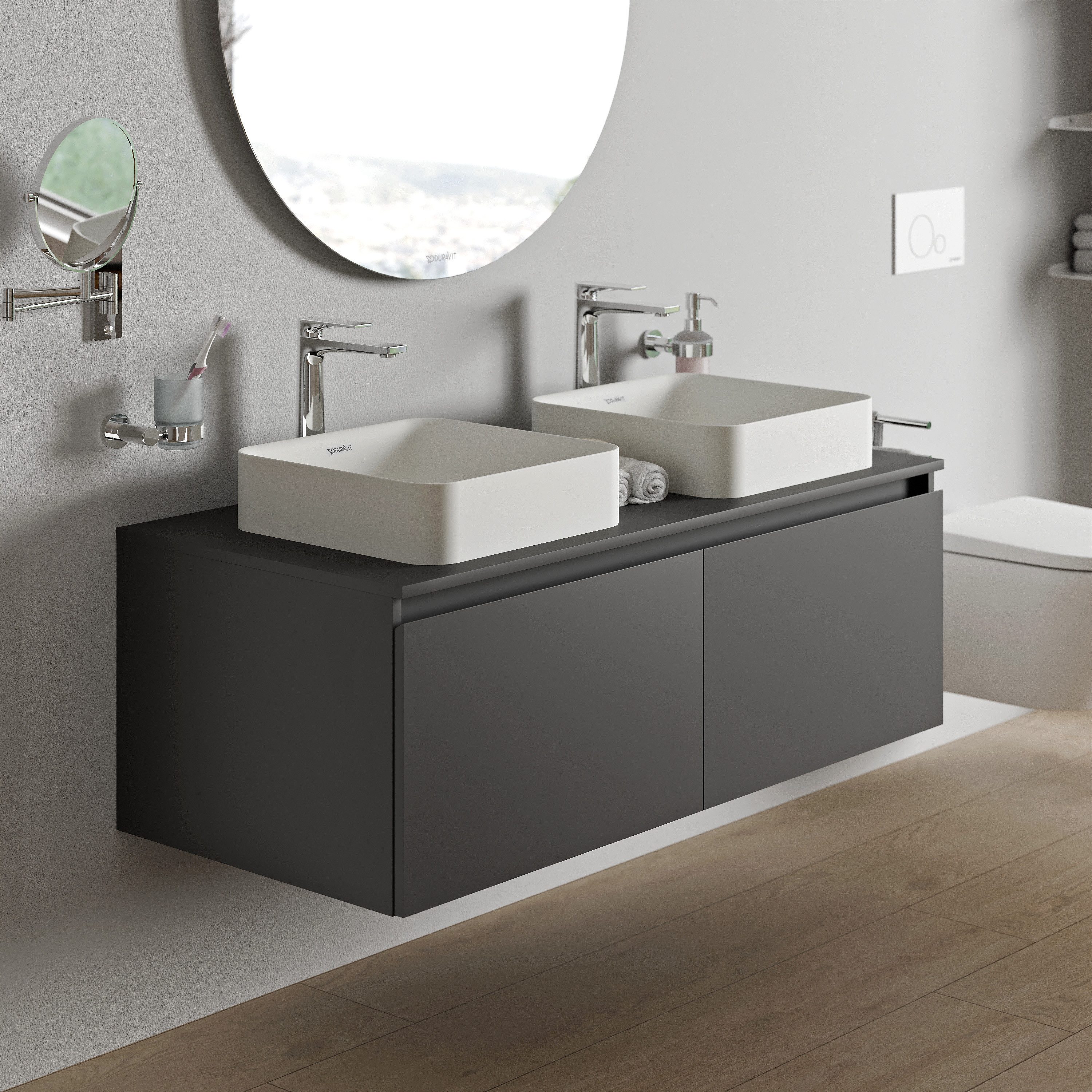 Duravit Waschbeckenunterschrank Vellora 120cm Graphit Waschtischunterschrank 2 Auszüge Matt Graphit
