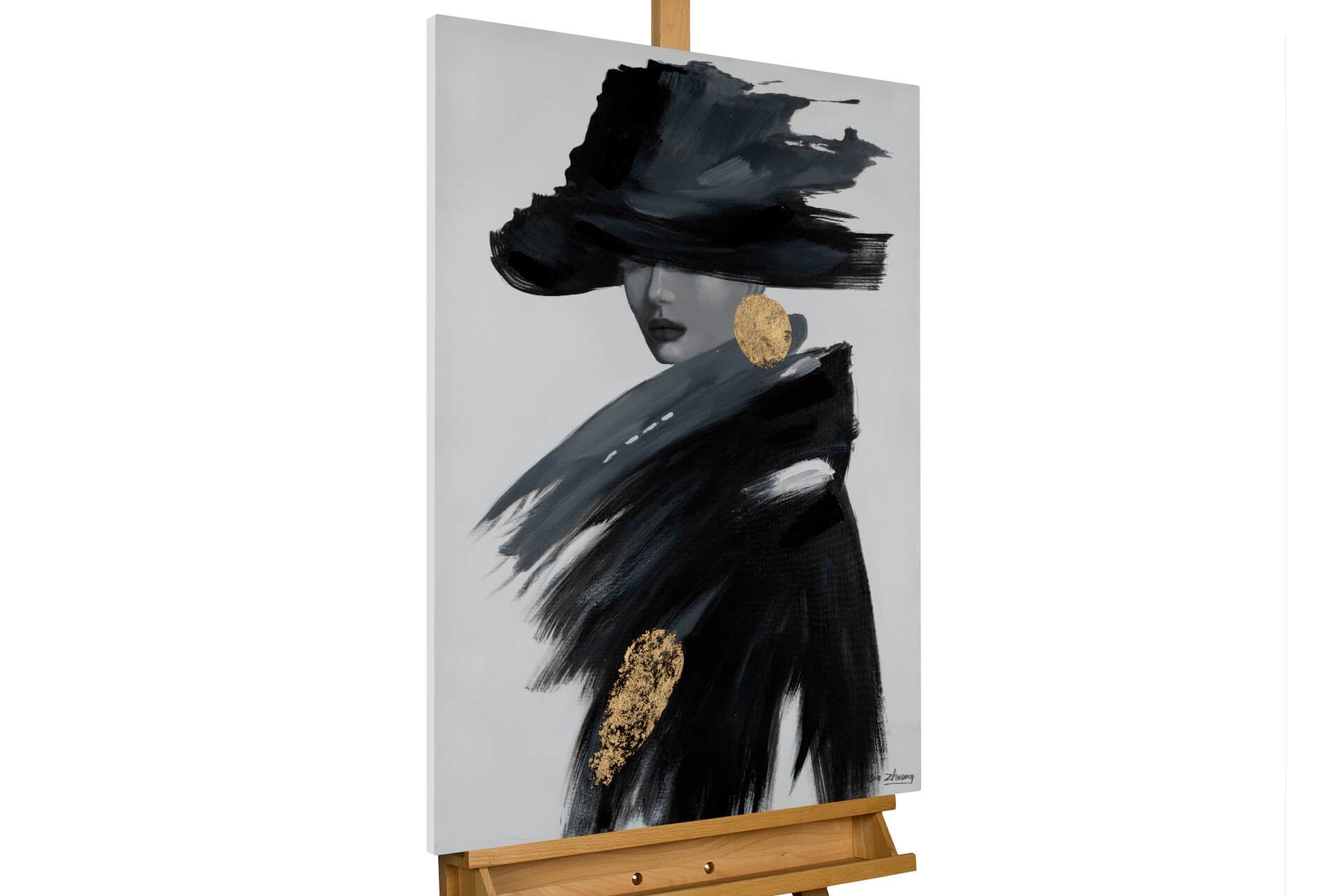 KUNSTLOFT Gemälde Mysterious Darkness 60x90 cm, Leinwandbild 100% HANDGEMALT Wandbild Wohnzimmer