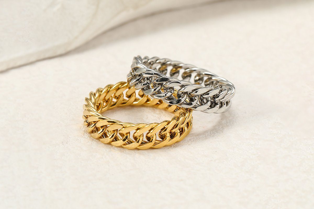 Panzerketten Kettenglieder Ring Panzerketten Ring, oder Eyecatcher Gold Fingerring Silber Fingerring, Kettenglieder Ring