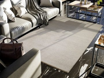 Teppich ESEMPIO UNI MELANGE, OCI DIE TEPPICHMARKE, rechteckig, Höhe: 18 mm, reine Wolle, handgeknüpft, hochwertig verarbeitet, natürlich warm