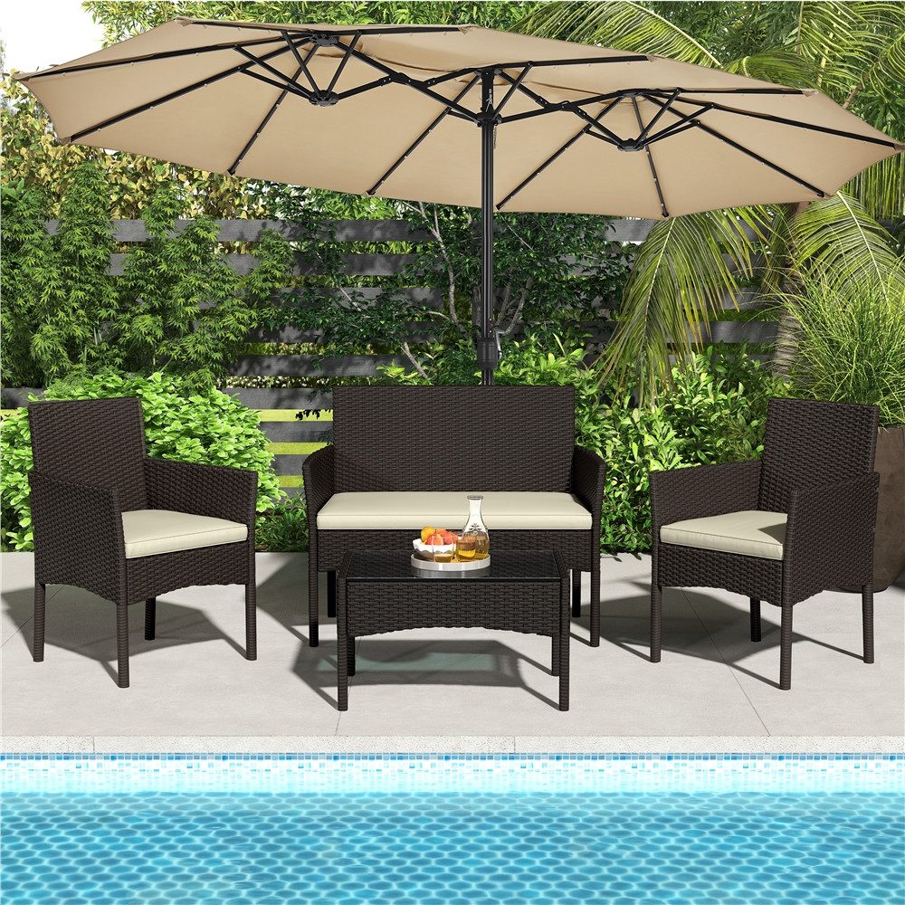 Yaheetech Balkonset Gartenmöbel-Set, 4-er Set Rattanmöbel günstig online kaufen