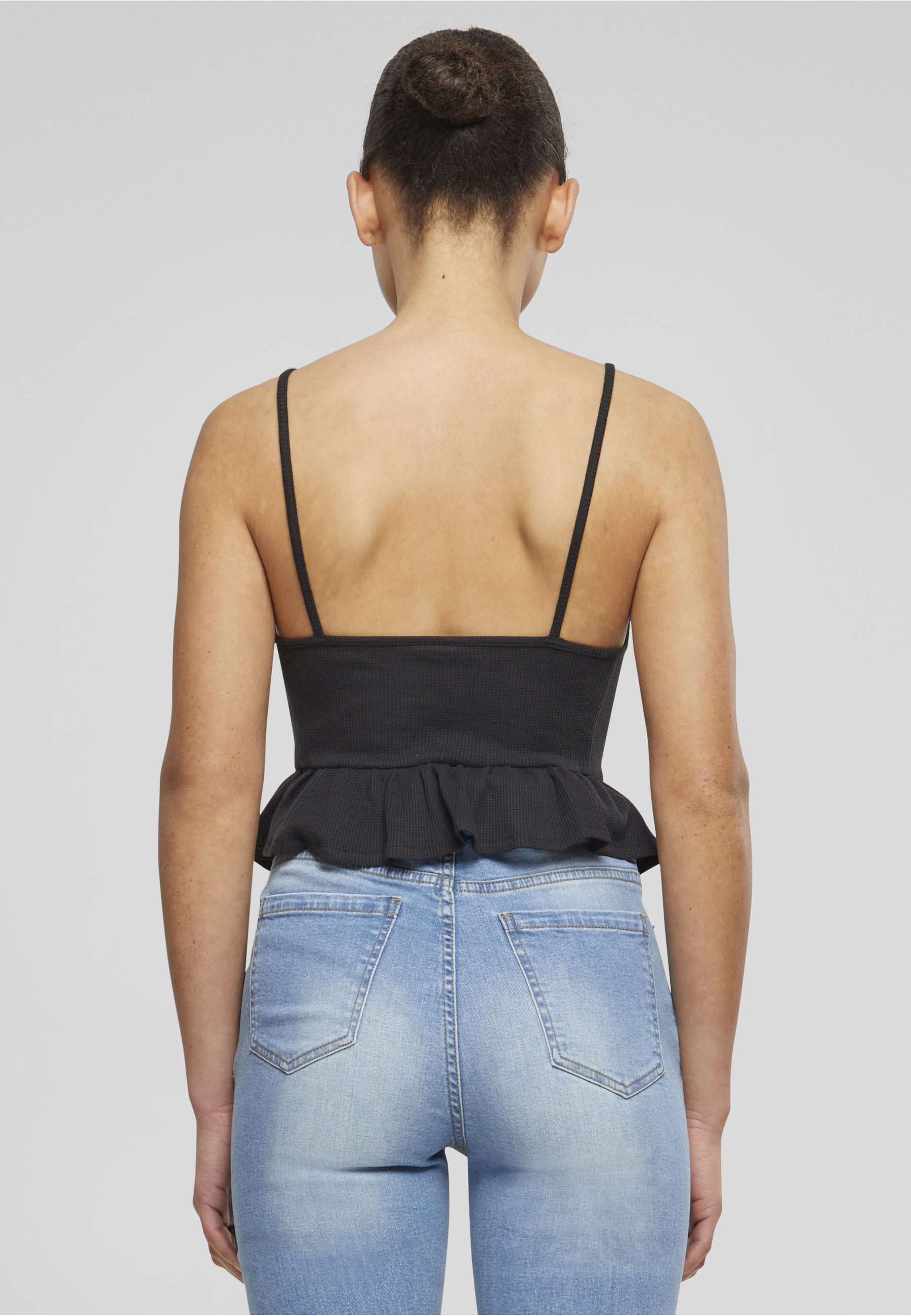 URBAN CLASSICS Tanktop Urban Classics Damen Ladies Waffle Pique Ruffle Top – Bild 5 von 5