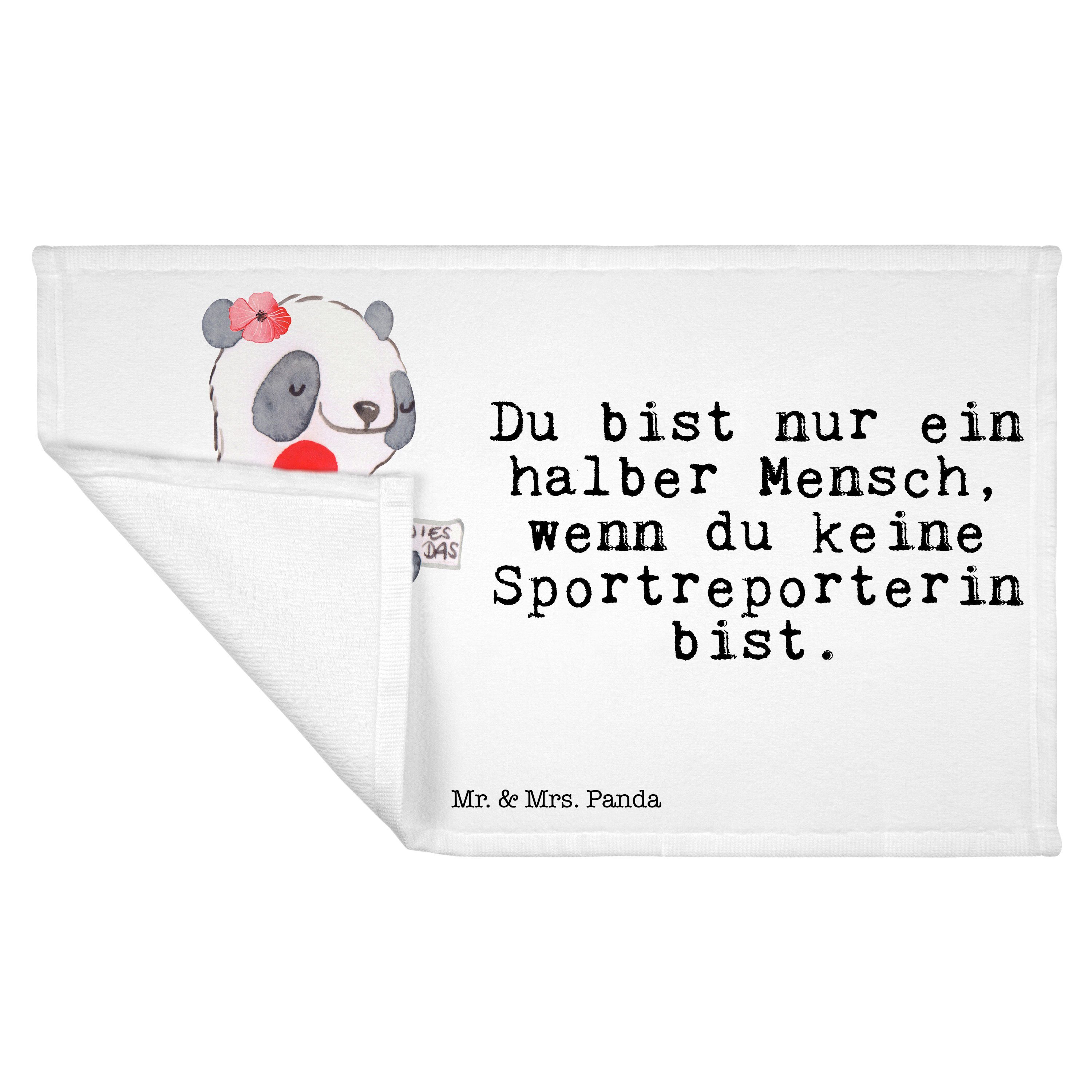 Handtuch, Mrs. mit Mr. Herz (1-St) Weiß - Geschenk, - & Schenken, Handtuch Sportreporterin Panda Sport