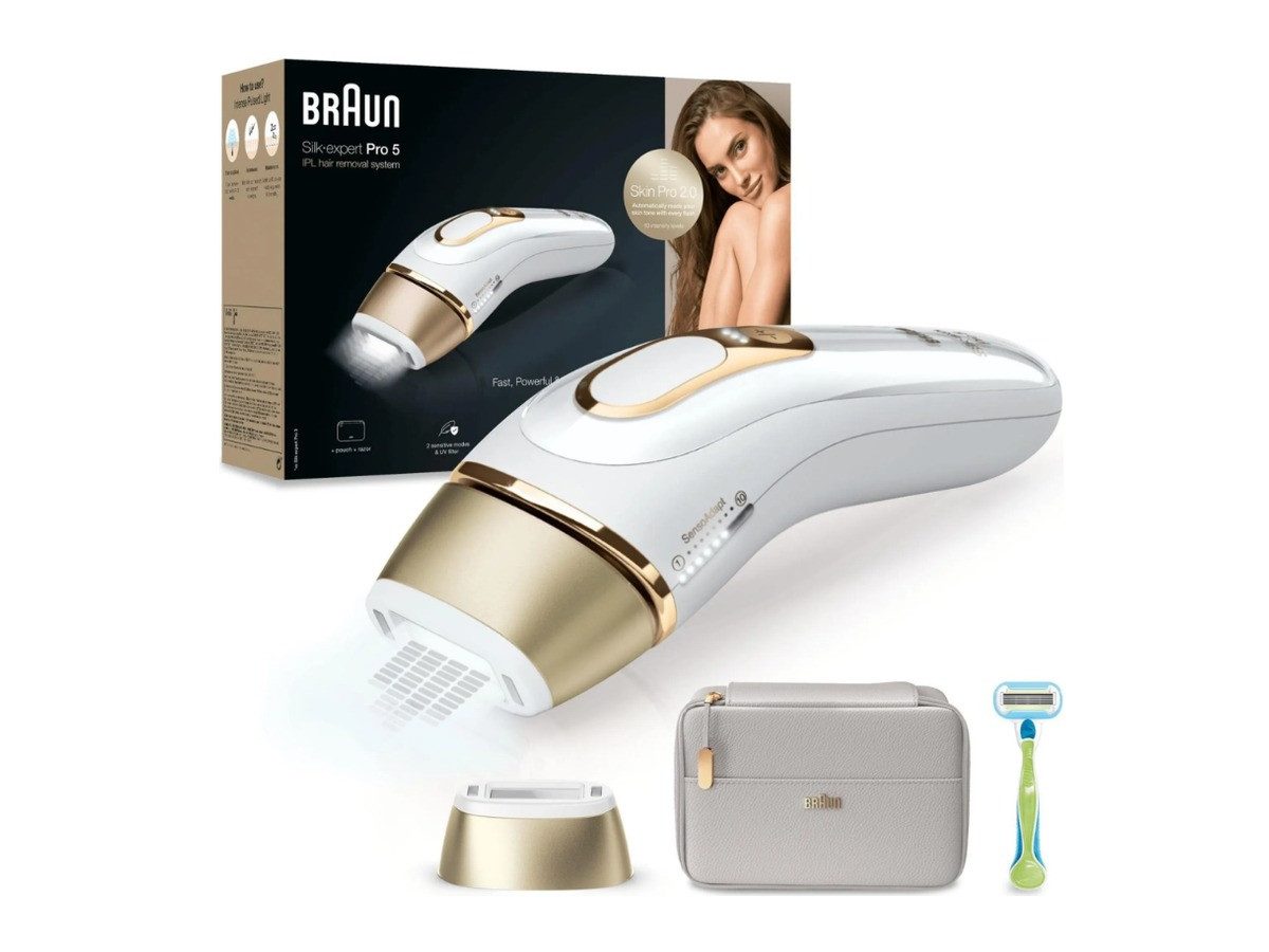 Braun IPL-Haarentferner Silk-expert Pro 5 PL5054, 400.000 Lichtimpulse, inkl. Rasierer, SensoAdapt