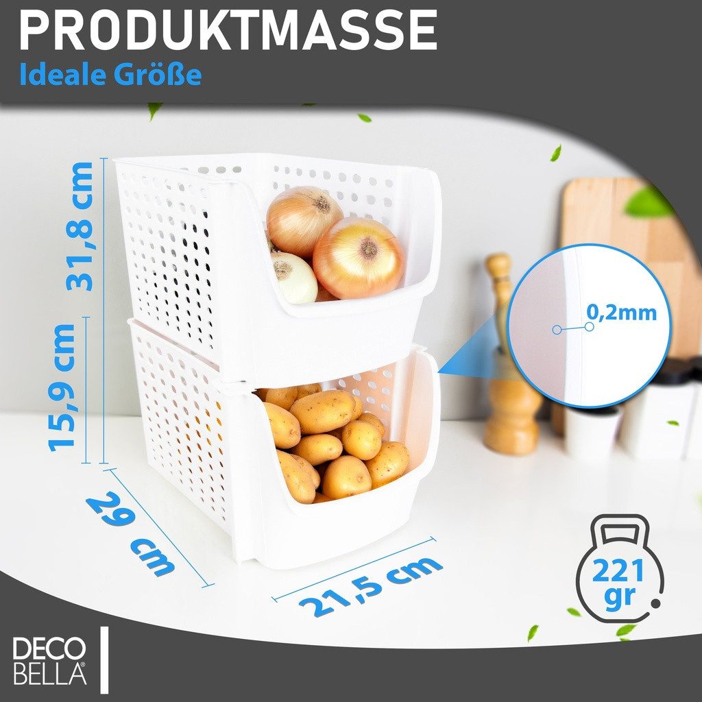 Deco Bella Küchenorganizer-Set Gemüseboxen 2 Stück, 29x21,5x15,9 cm, Kühlsc günstig online kaufen