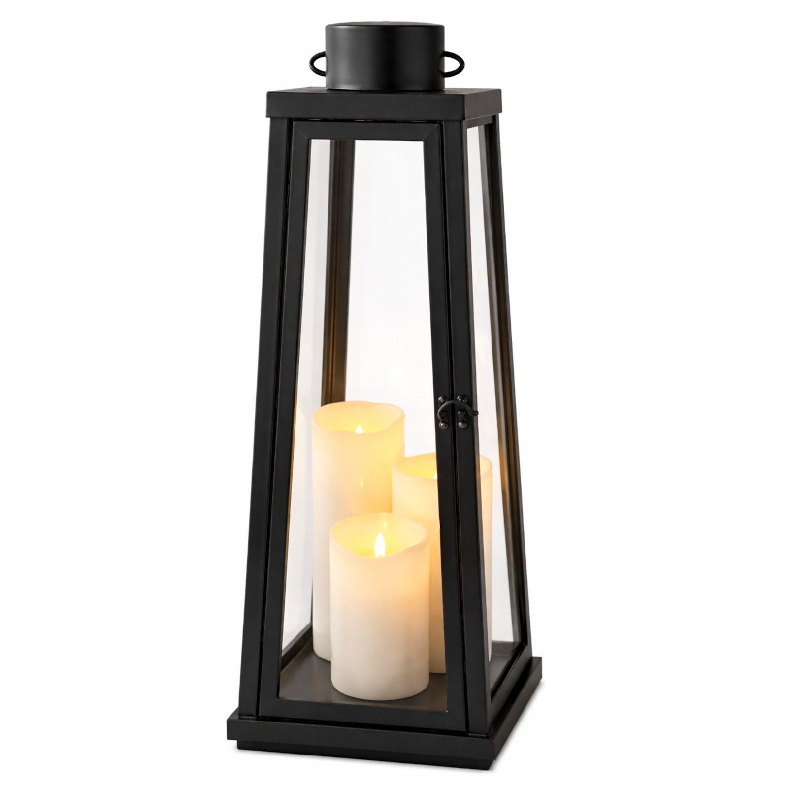 BURI Kugelleuchte LED Laterne 3 LEDs Timer 60cm Schwarz Metall Kerzenhalter günstig online kaufen