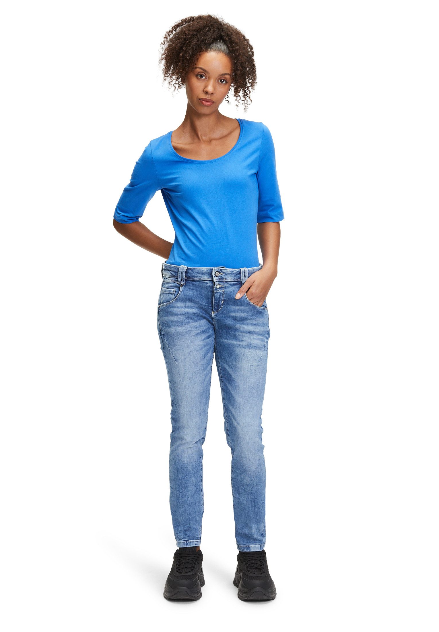 Cartoon Boyfriend-Jeans Damen mit Reißverschluss