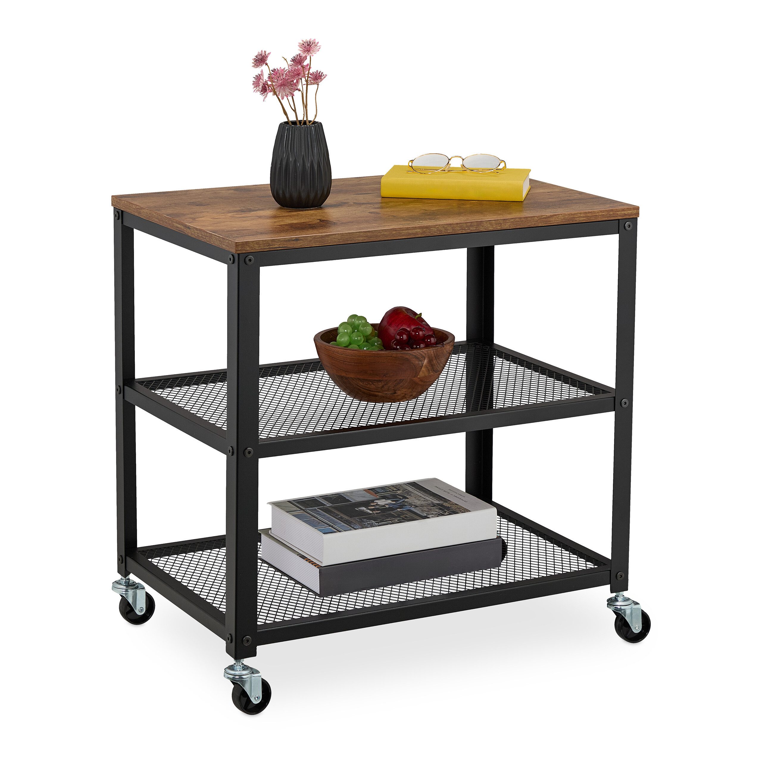 relaxdays Servierwagen Rollwagen im Industrial Design, günstig online kaufen