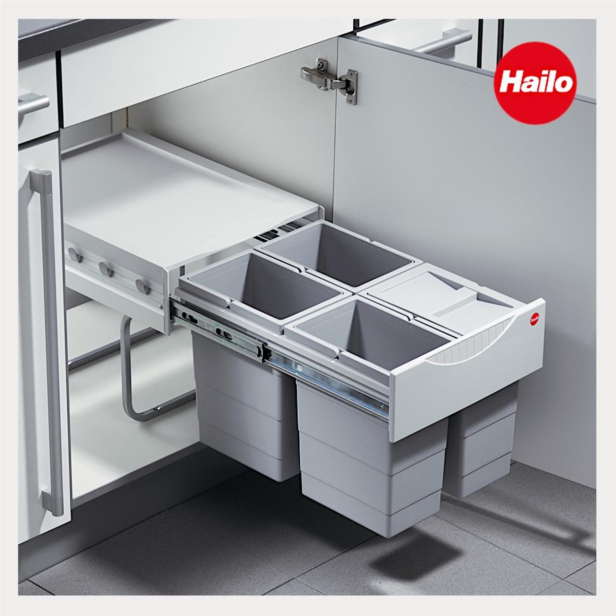 Hailo Einbaumülleimer Hailo Abfallsammler 3643141 TR Swing Raumspar-Tandem 4x 8,5 Liter – Bild 3 von 5
