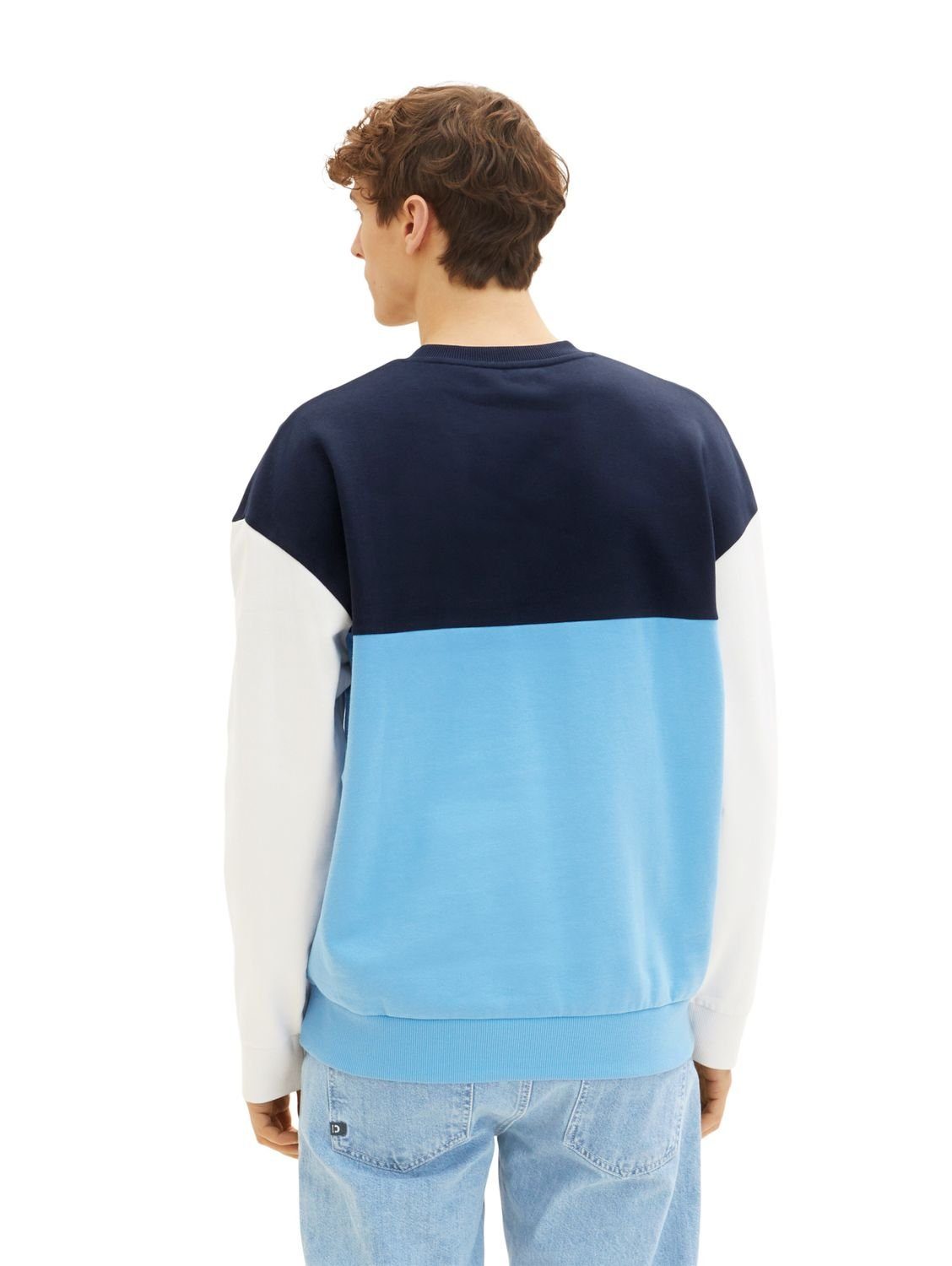 TOM TAILOR Denim 18395 Sky Sweatshirt Blue Rainy Baumwolle COLORBLOCK aus