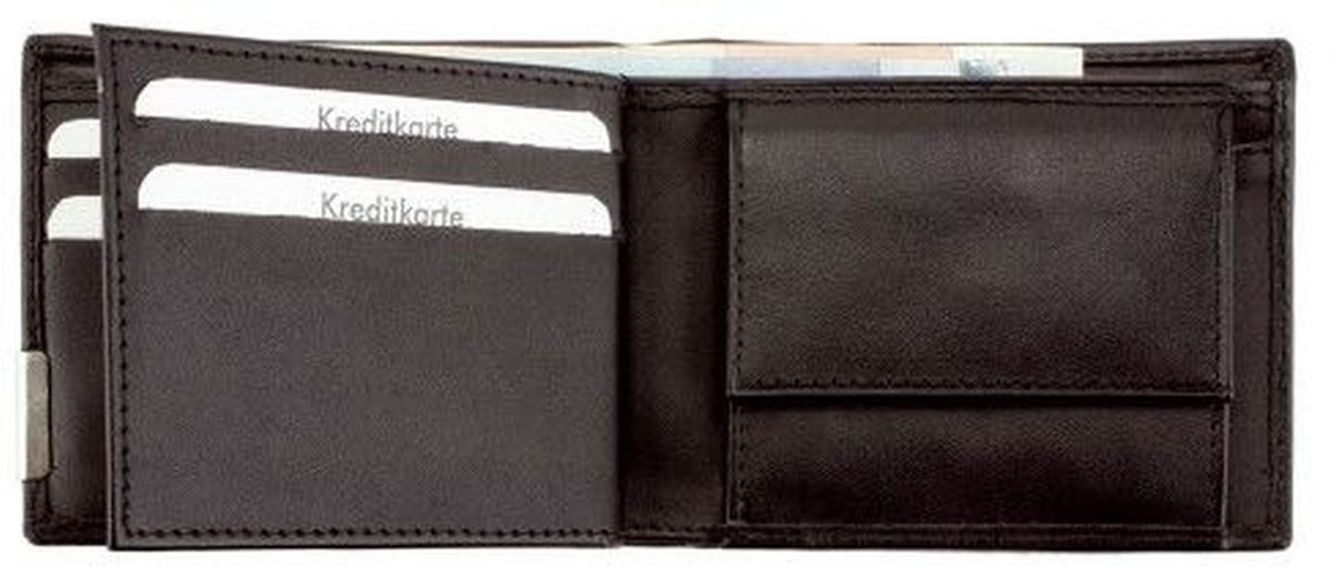 Alassio® Gürteltasche Geldbörse mit Metallemblem Querformat 10x8cm Leder schwarz