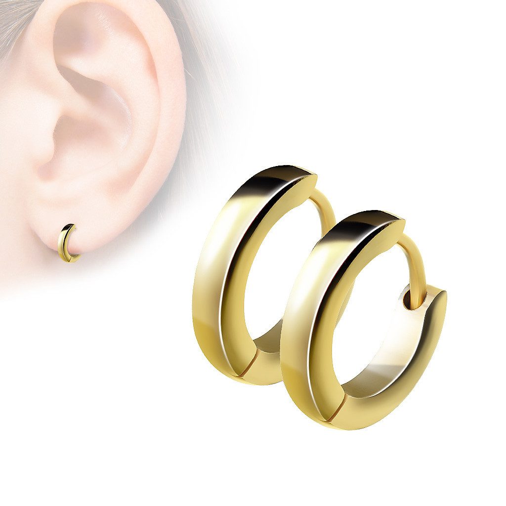 Taffstyle Paar Creolen Klassische Ohrringe Creolen Huggie Hoops Klapp Verschluss Unisex (Elegante Creolen in 5 Farben aus Chirurgenstahl), Schmuck Ohrringe Creolen Frauen Damen Schmuck Geschenke zum Geburtstag