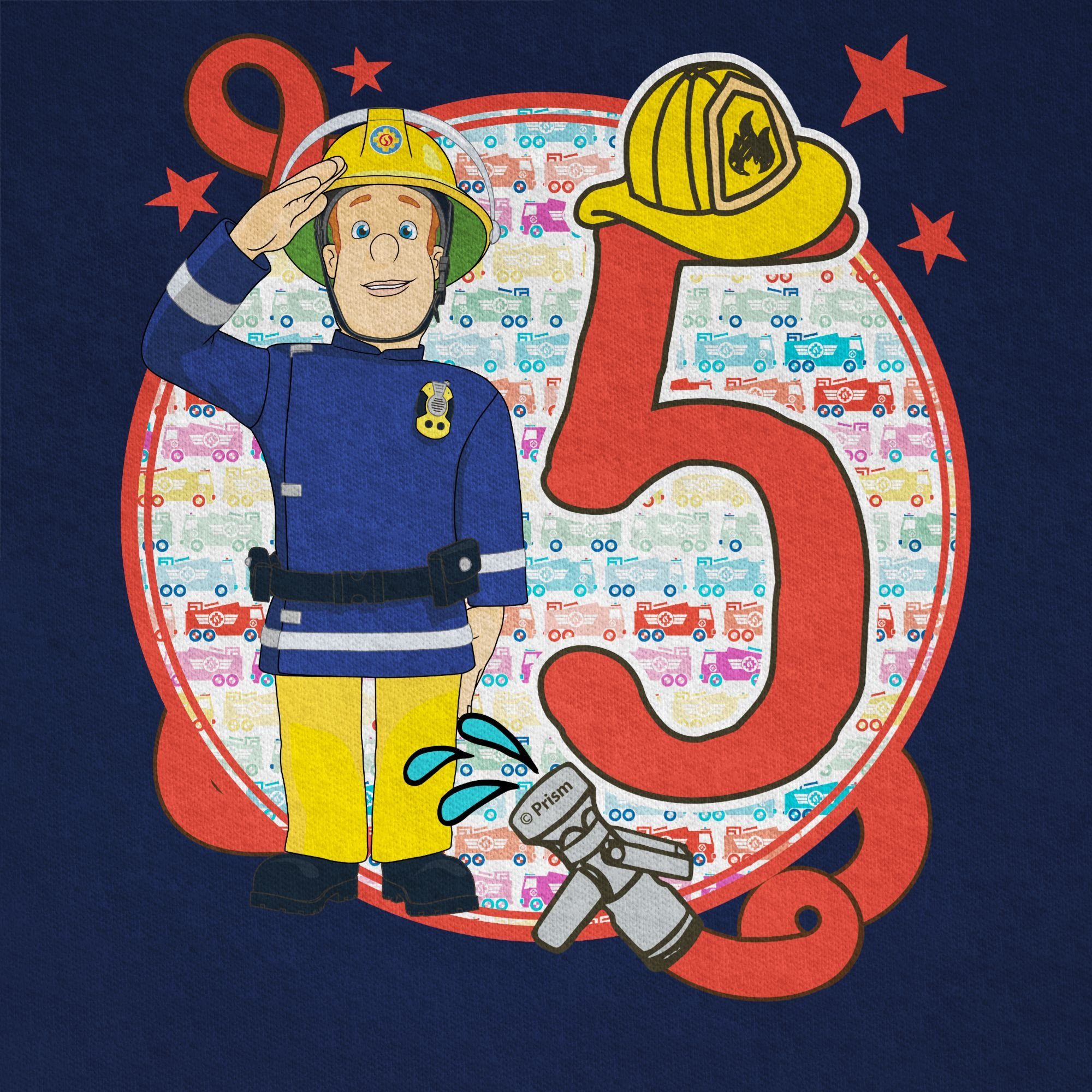 02 5. Jungen T-Shirt Geburtstag Feuerwehrmann Sam Dunkelblau Shirtracer