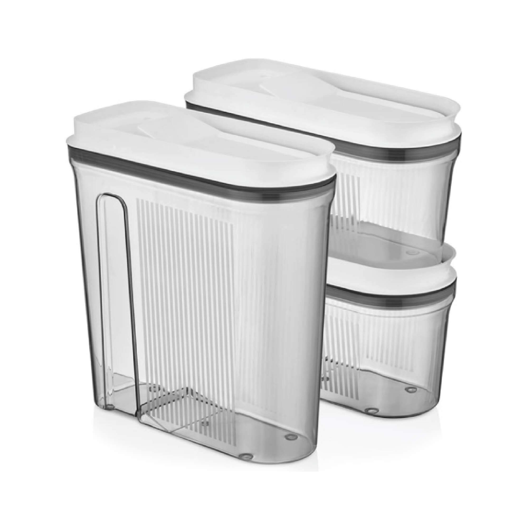 Vip Ahmet Vorratsdose Vorratsdosen mit Deckel, BPA-frei Kunststoff, (3er Set, 1x4L, 2x2L), Kunststoff, (3-tlg., 1 Stück 4 L, 2 Stück 2 L, 3er-Set), mit Vakuumdeckel, mit Ausgießöffnung, Made in Türkiye