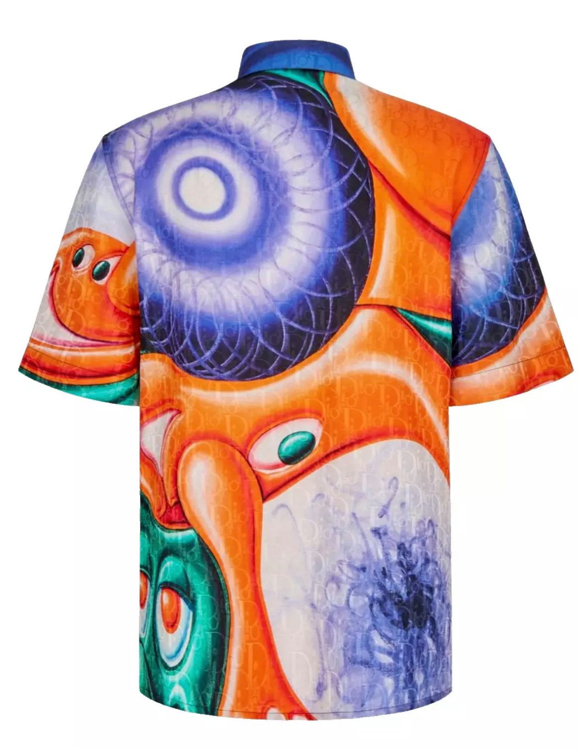 Dior Kurzarmhemd Homme Kenny Scharf Seiden Hemd mit Oblique-Muster Perlmuttknöpfe mit Dior-Signatur