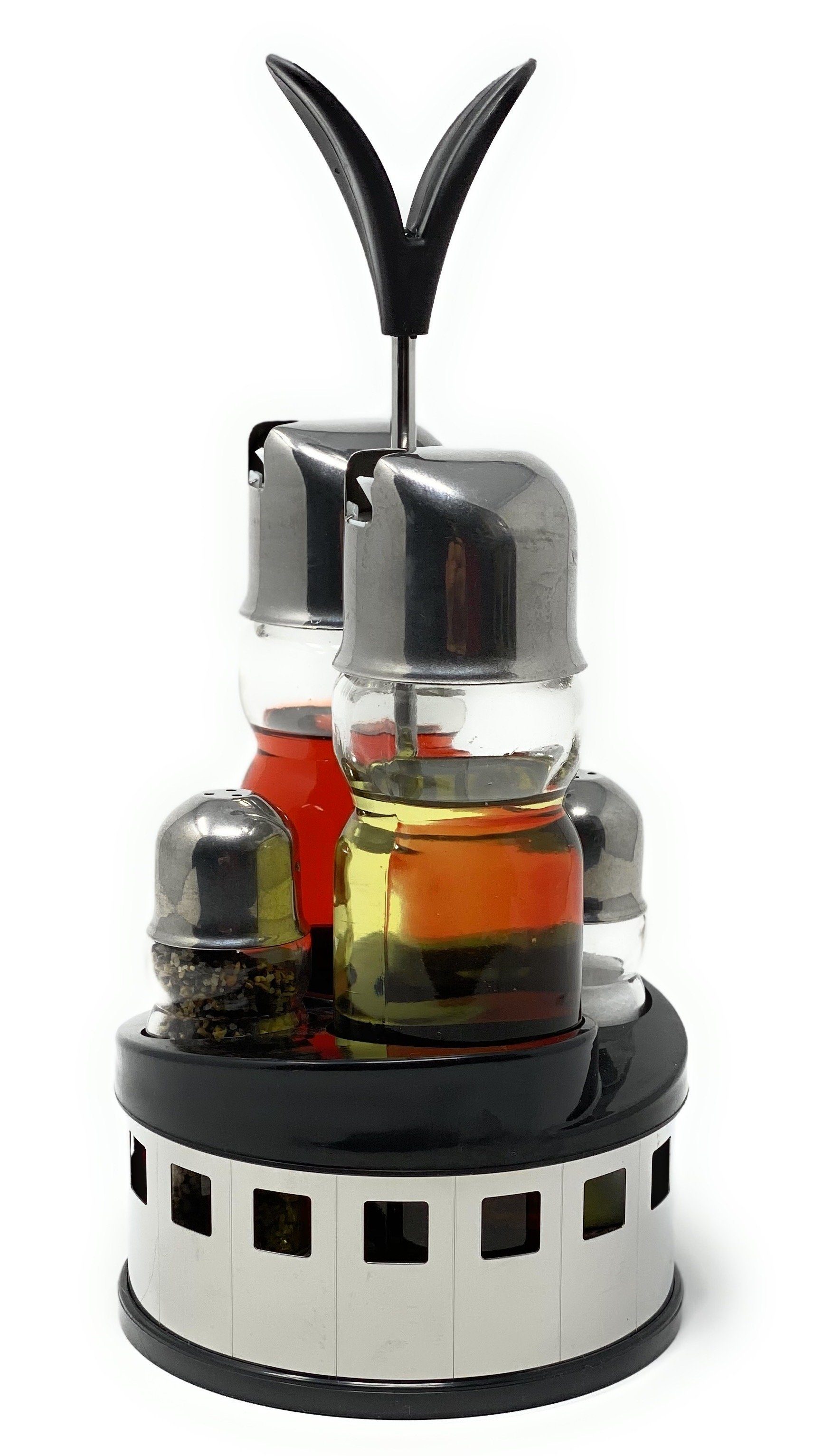 Menage-Set Essig und Öl Spender Glas Salz Pfeffer Set Edelstahl