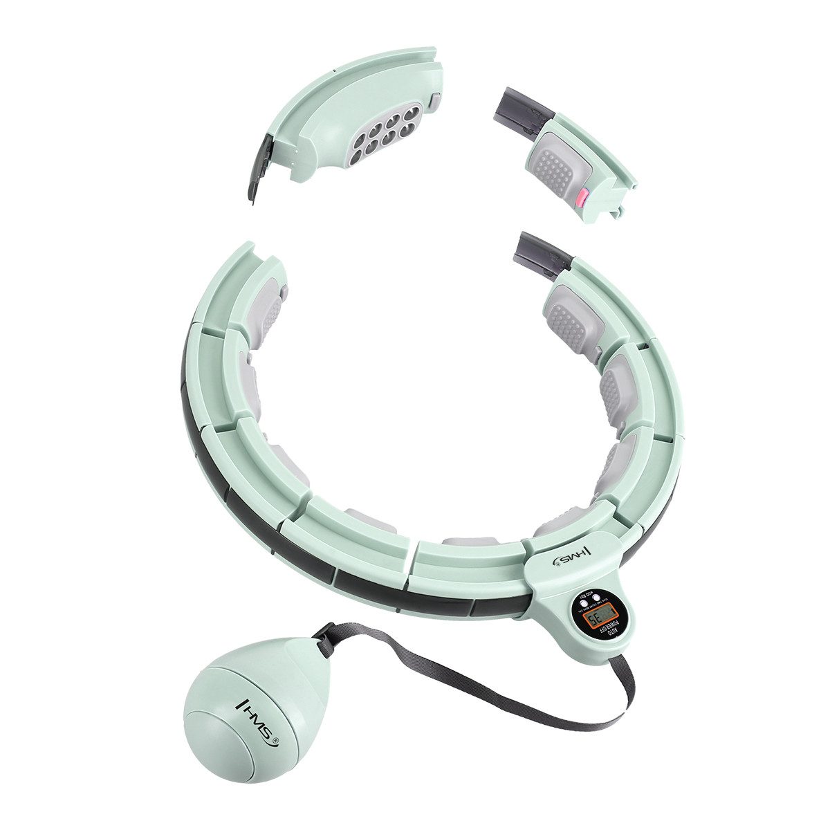 HMS Hula-Hoop-Reifen Hula Hoop mit Gewicht, Zähler & Bauchgürtel Fitnessgerät Fitnessring (Set, Bauchgürtel, Hula Hoop Reifen), MIT MAGNETEN UND ZÄHLER + SLIMMING-GURT