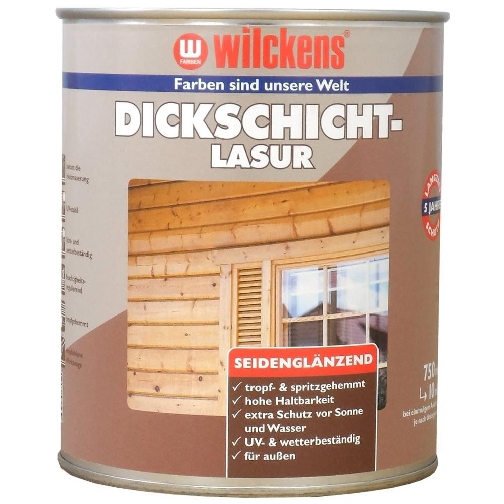 Wilckens Цвета Dickschichtlasur Lasur Holzlasur dick, seidenglänzend, Nussbaum, 750 ml