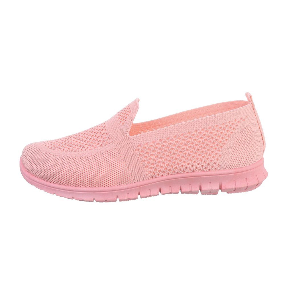 Damen Flach Slipper Sneakers in Low-Top Rosa Freizeit Low Ital-Design