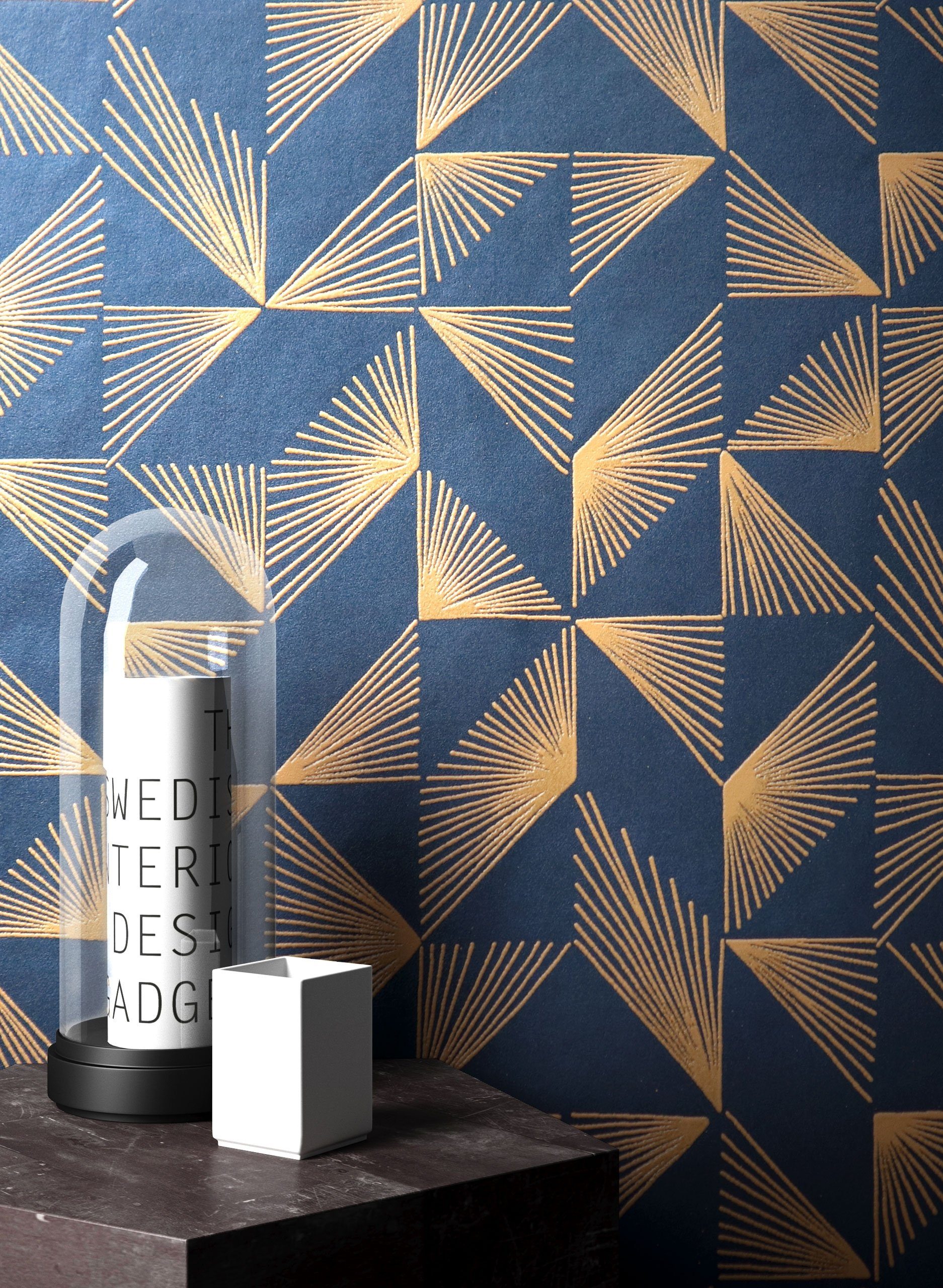 Newroom Vliestapete, Blau Tapete Grafisch - günstig online kaufen