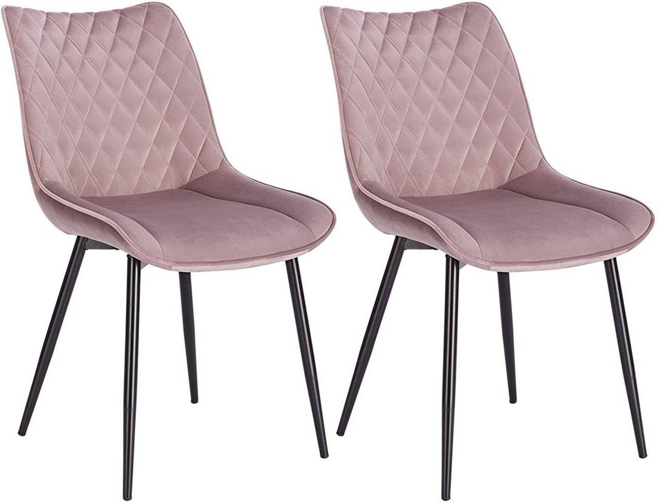 mit Sitzfläche (2 St), Rückenlehne Samt Polsterstuhl rosa aus Esszimmerstuhl Woltu