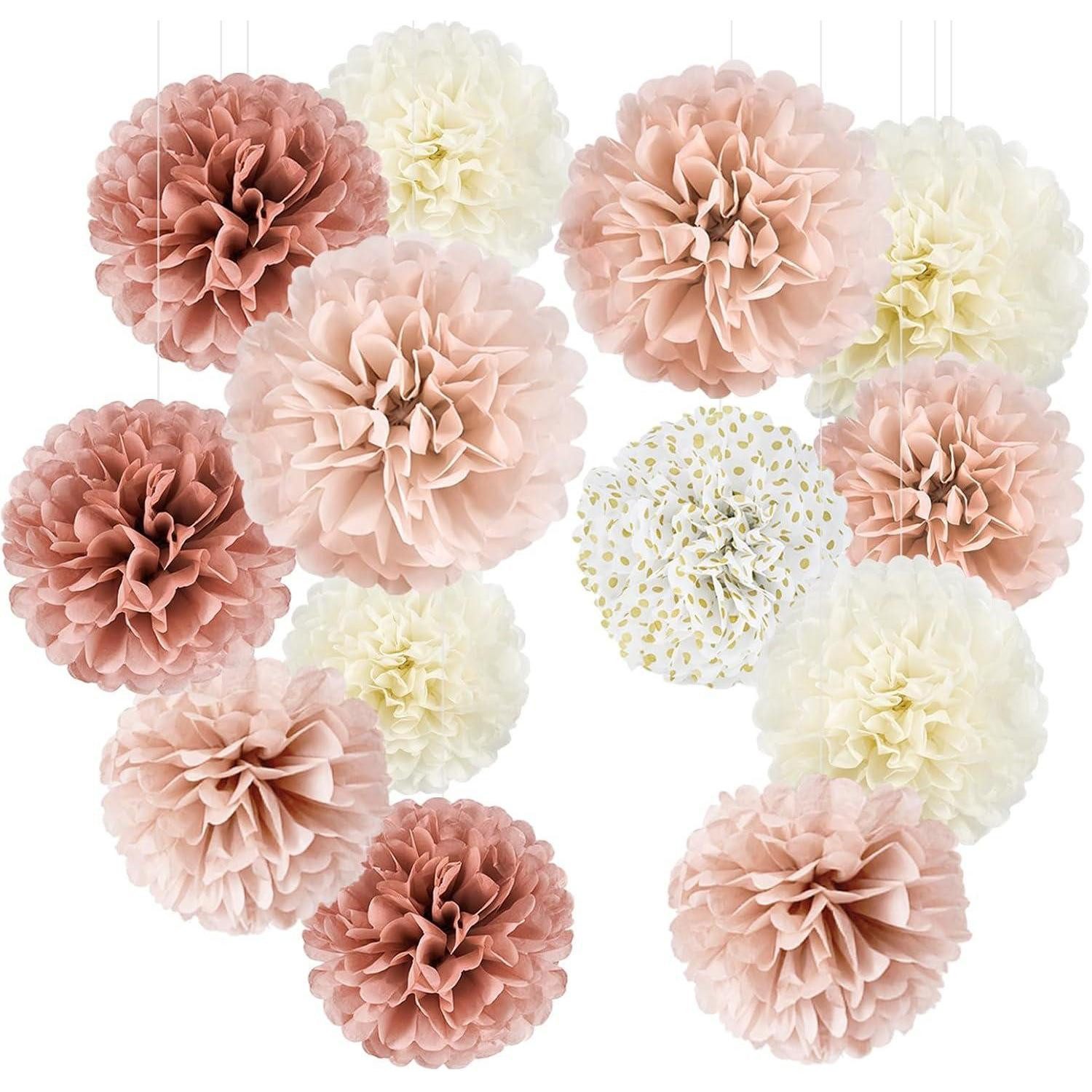 LuxusKollektion Dekoobjekt Seidenpapier Pompons Deko Set Braut Rosegold Hochzeit Rose