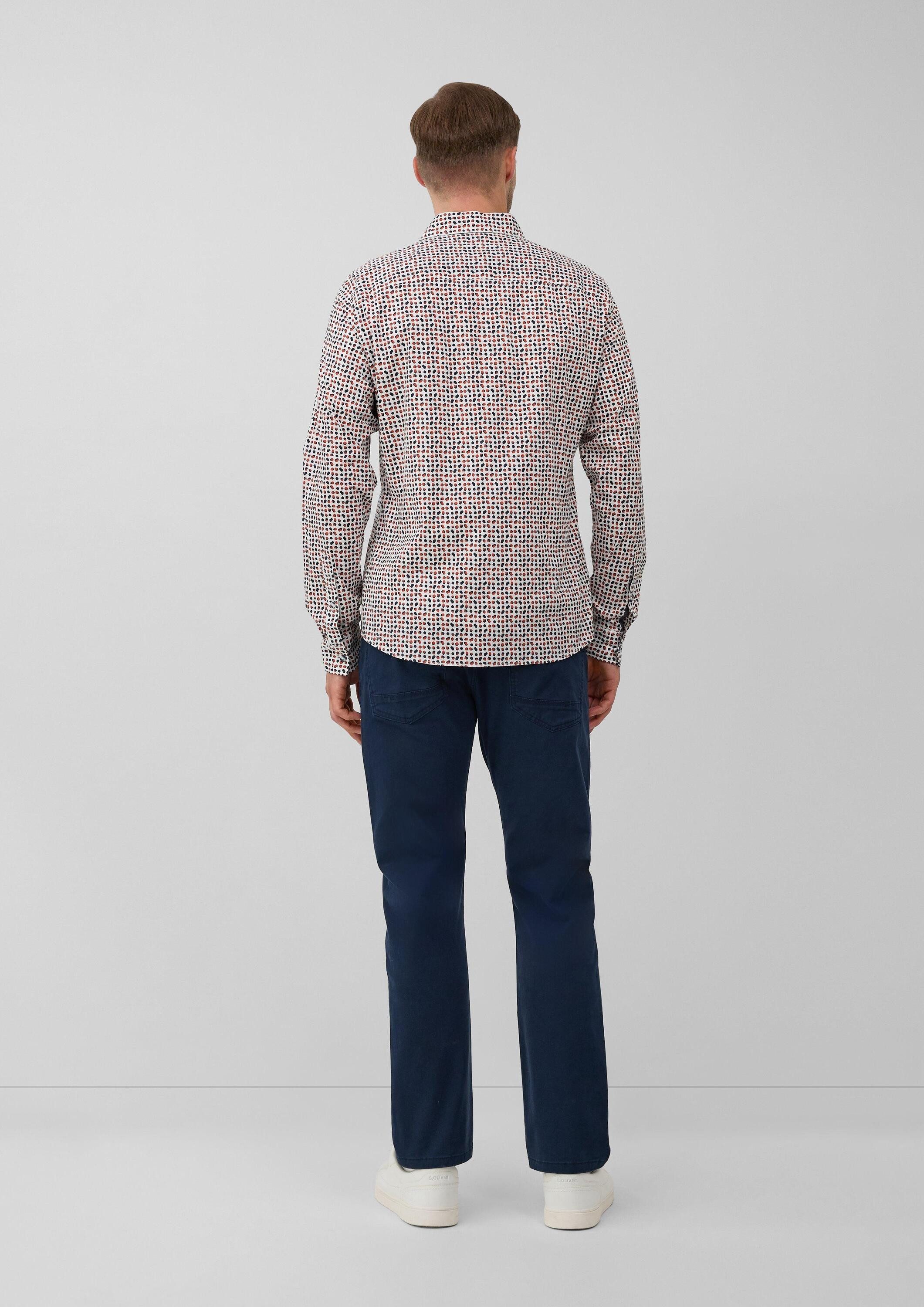 s.Oliver Langarmhemd Hemd Slim Fit: Gemustertes Hemd aus Baumwollstretch