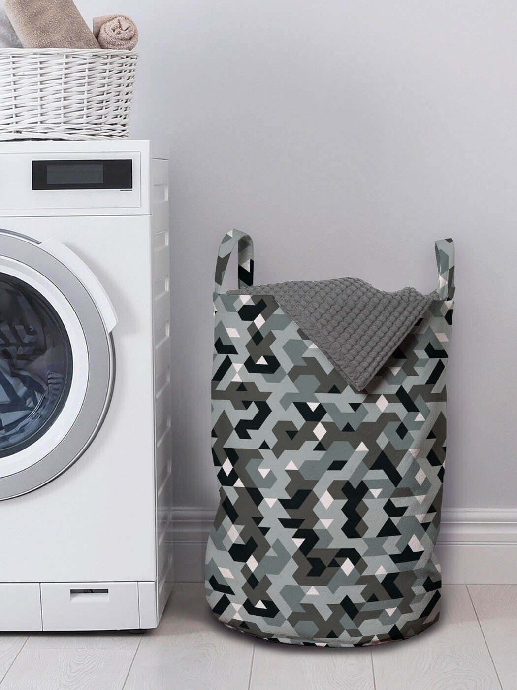 Griffen Pixel Wäschesäckchen Art Kordelzugverschluss für Abakuhaus Abstrakt Wäschekorb Illustration Waschsalons, mit
