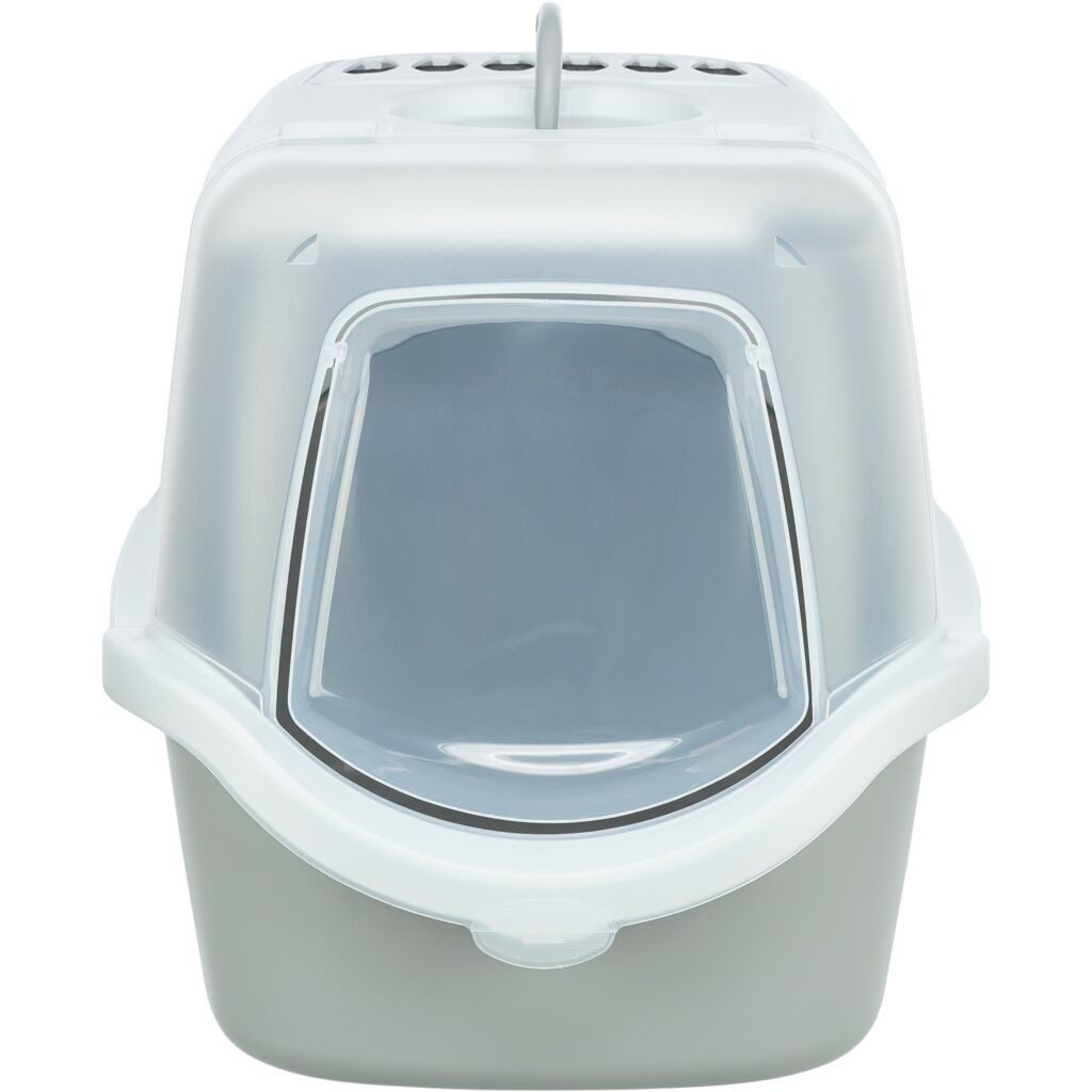 TRIXIE Katzentoilette Katzentoilette Vico Open Top, mit Haube - hellgrau/weiß - 40 × 40 × 56